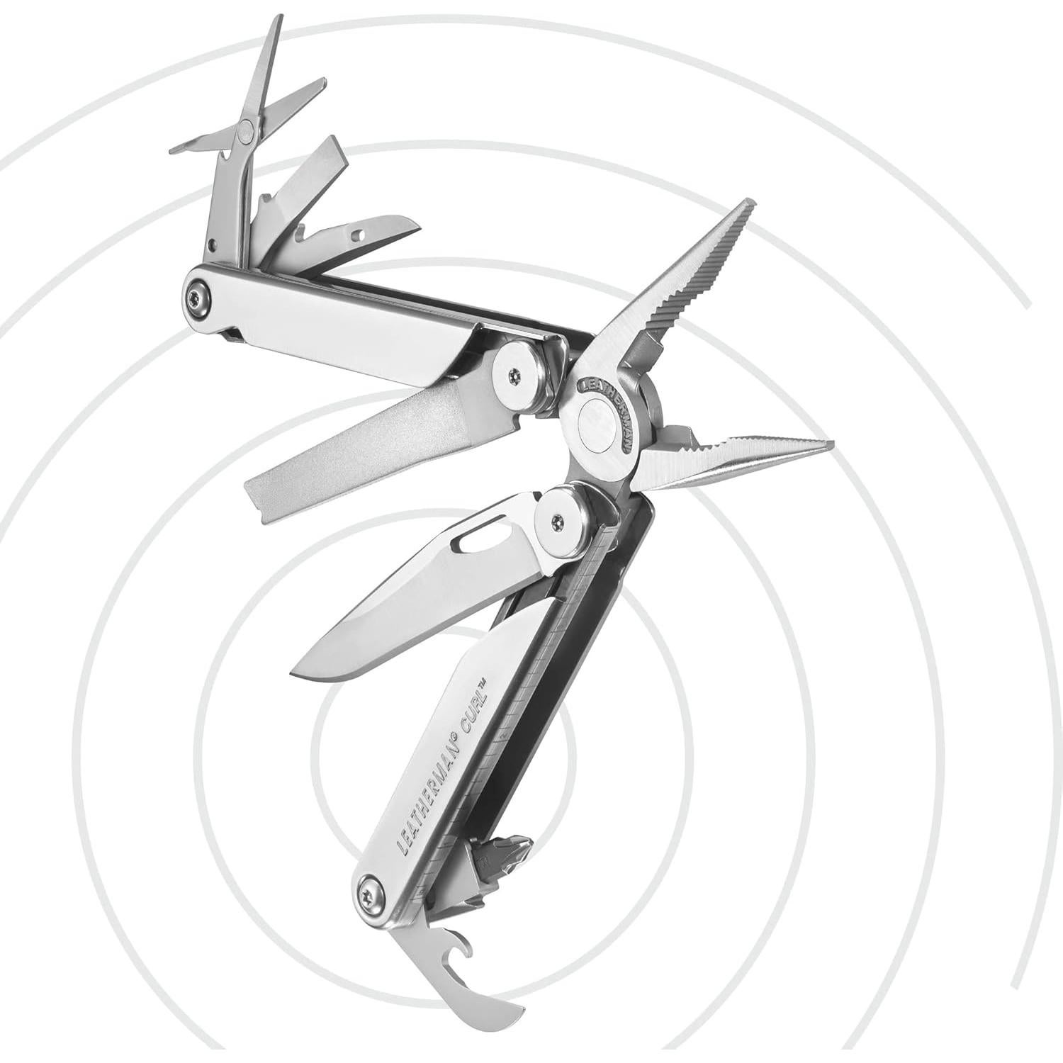 LEATHERMAN, Curl Multitool, Stainless Steel Everyday Tool, with Nylon Sheath
