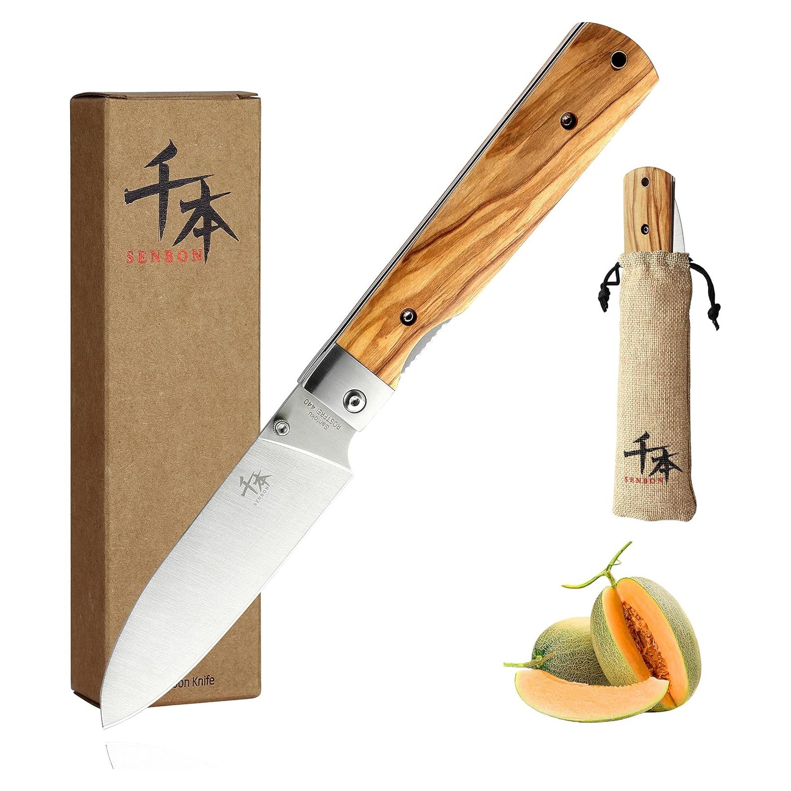 Cuchillo de Pelar Plegable SENBON de Acero Inoxidable 440A