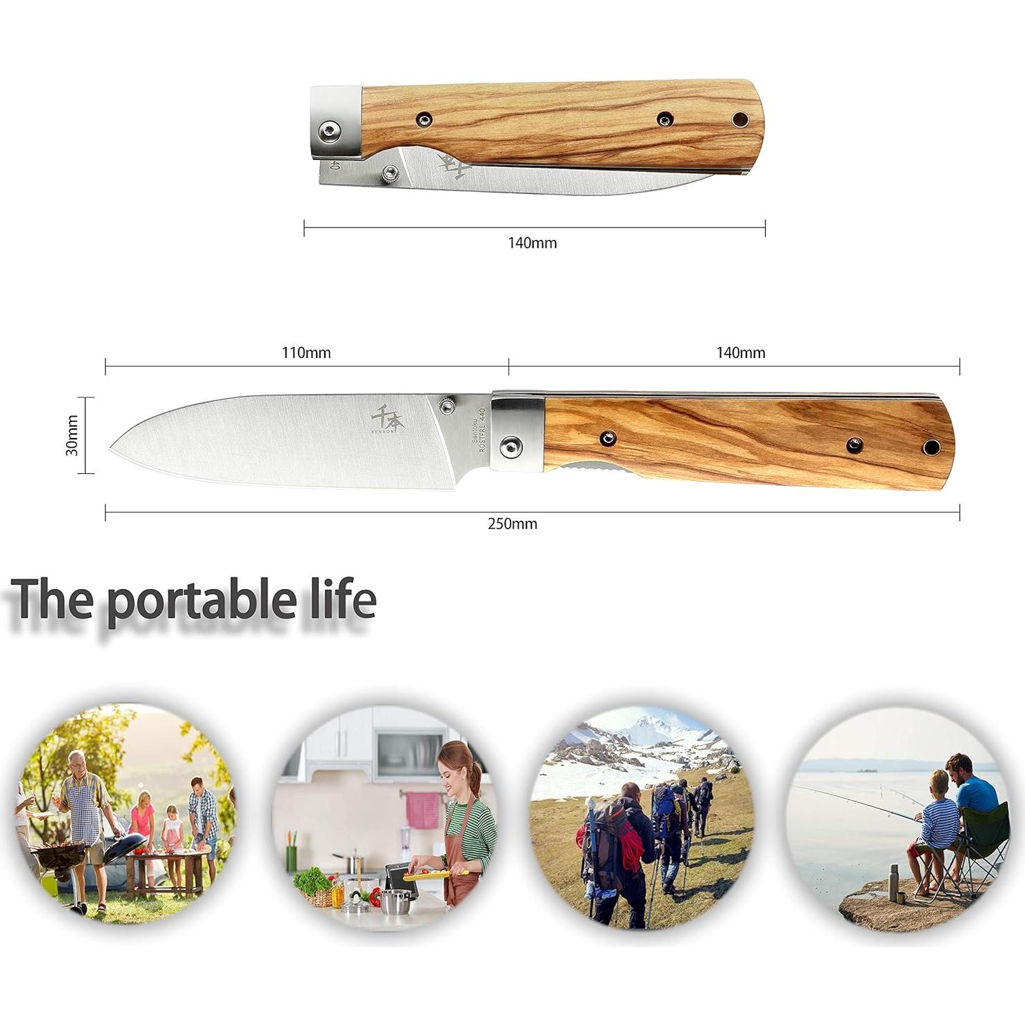 Cuchillo de Pelar Plegable SENBON de Acero Inoxidable 440A