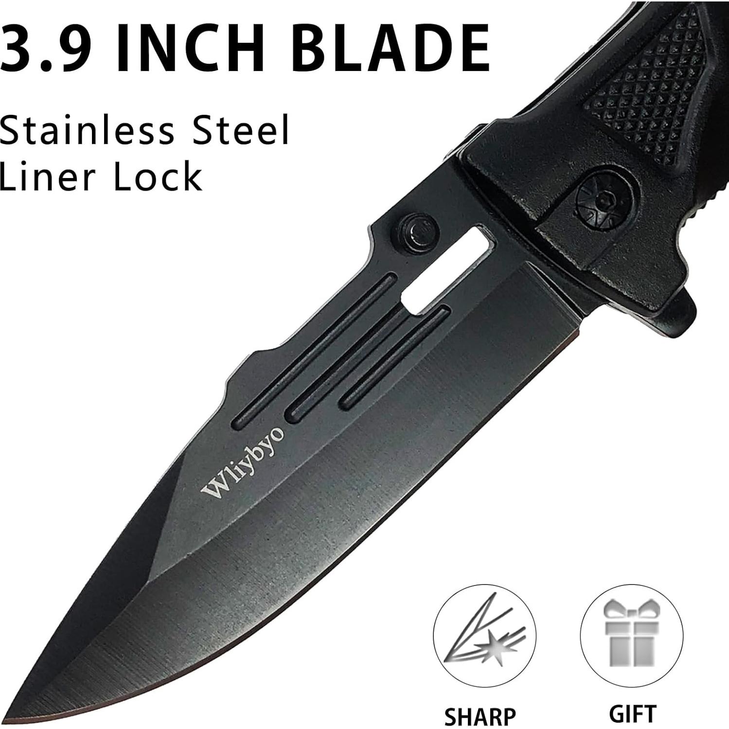 Cuchillo de bolsillo Wliybyo DA15 3 en 1 con rompevidrios