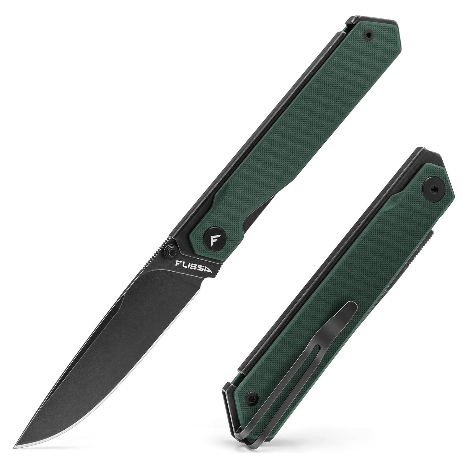 Cuchillo de bolsillo FLISSA plegable 8Cr13MoV 8.13 cm verde