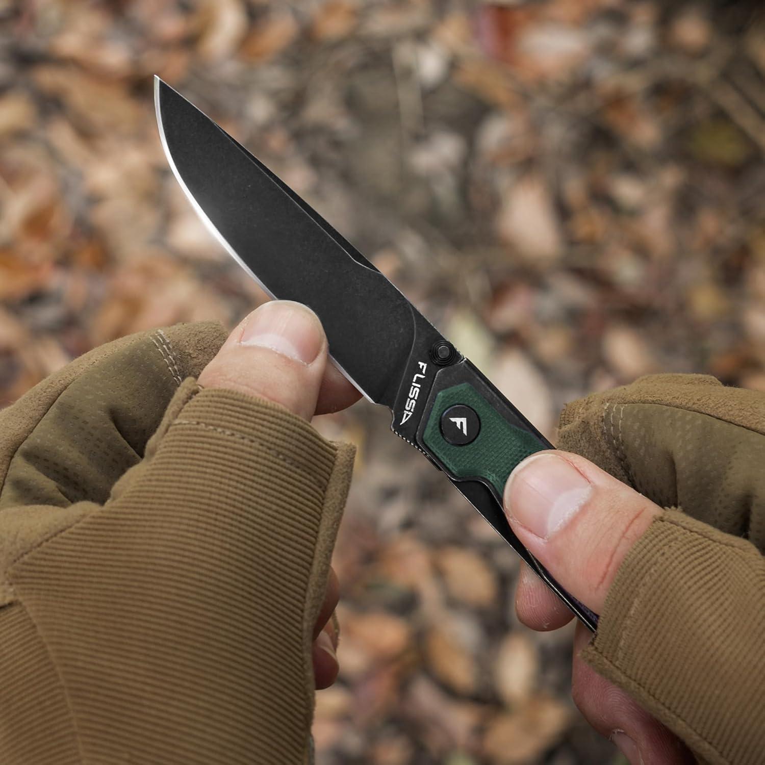Cuchillo de bolsillo FLISSA plegable 8Cr13MoV 8.13 cm verde