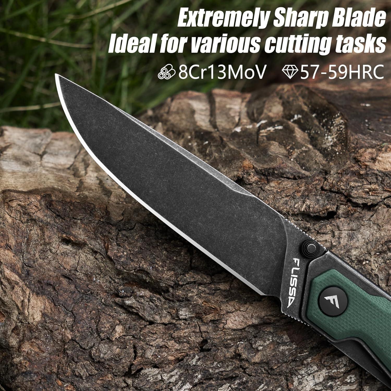 Cuchillo de bolsillo FLISSA plegable 8Cr13MoV 8.13 cm verde