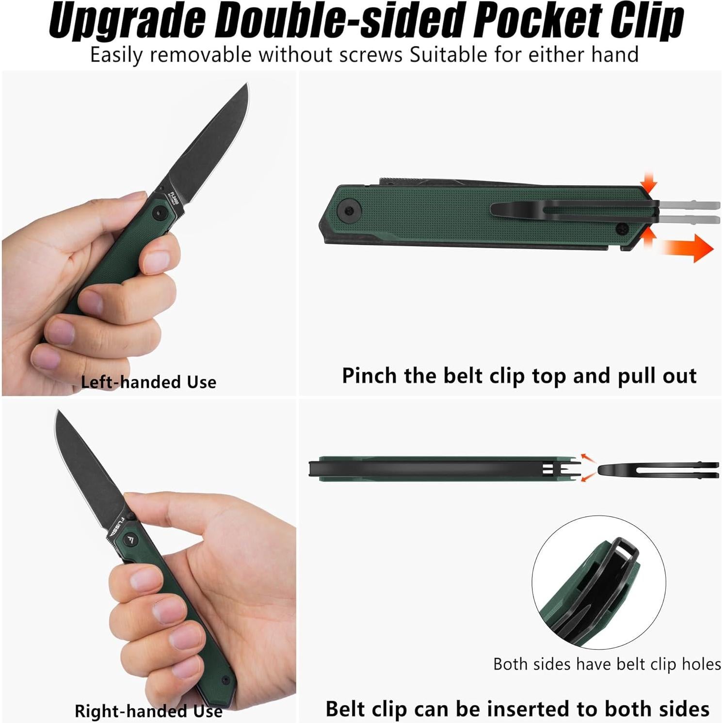 Cuchillo de bolsillo FLISSA plegable 8Cr13MoV 8.13 cm verde