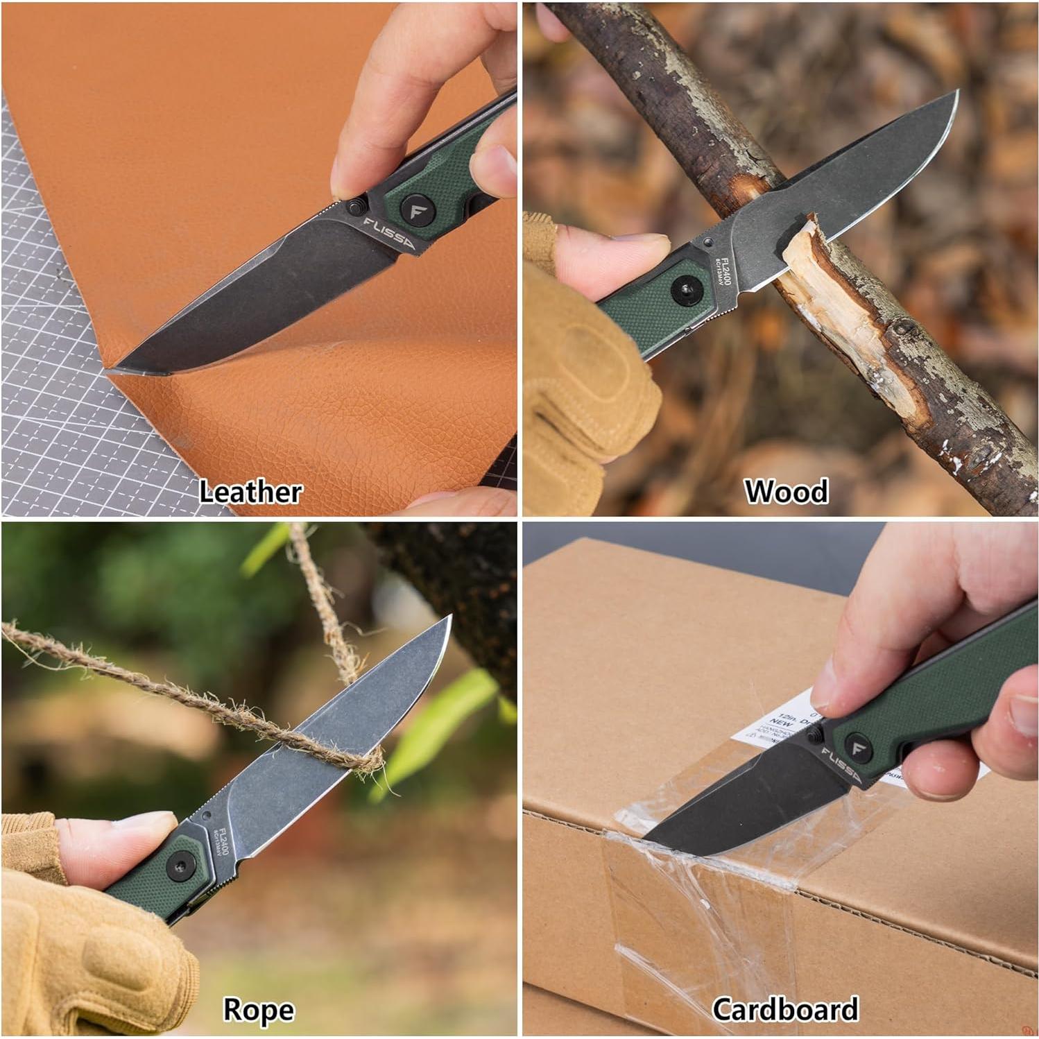 Cuchillo de bolsillo FLISSA plegable 8Cr13MoV 8.13 cm verde