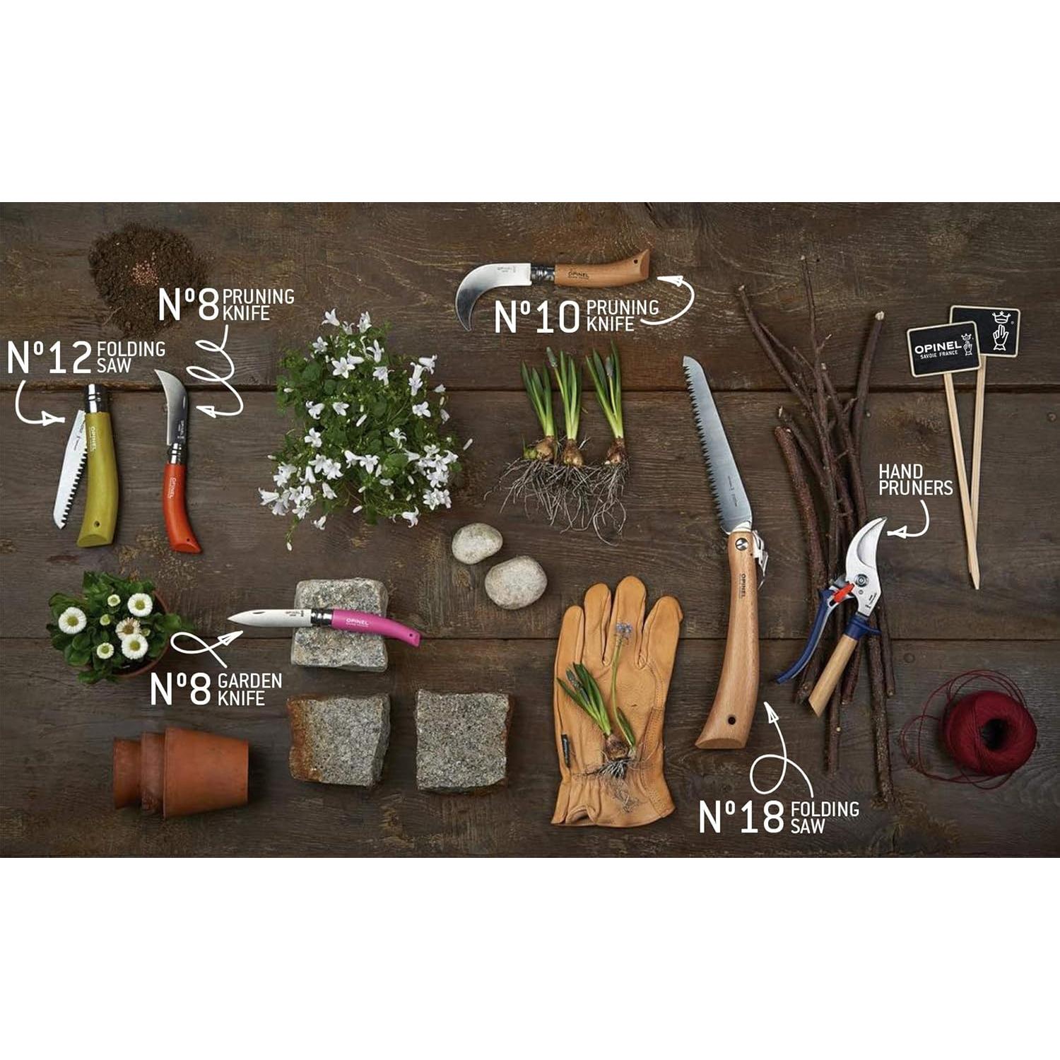 Cuchillo Plegable de Jardinería Opinel No. 10 - Acero Inoxidable 10cm