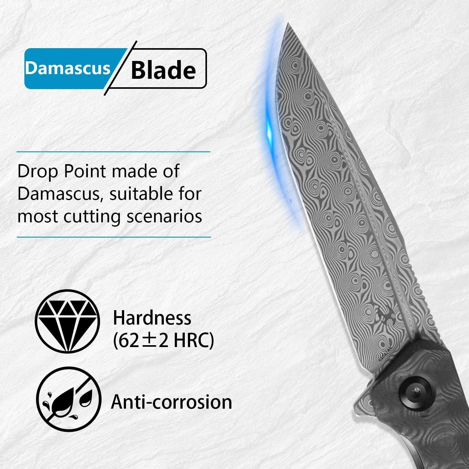 Cuchillo de bolsillo KANSEPT Qilin Damasco 8.71 cm EDC