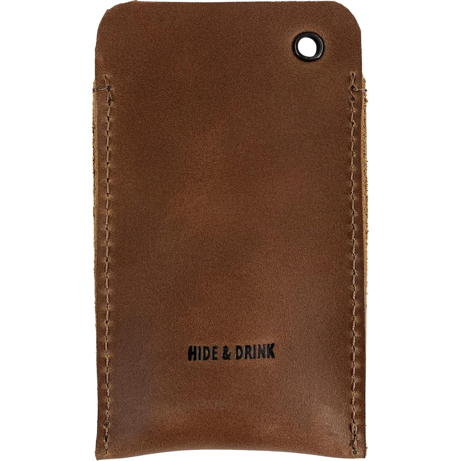 Funda de bolsillo EDC Hide & Drink en cuero de grano completo