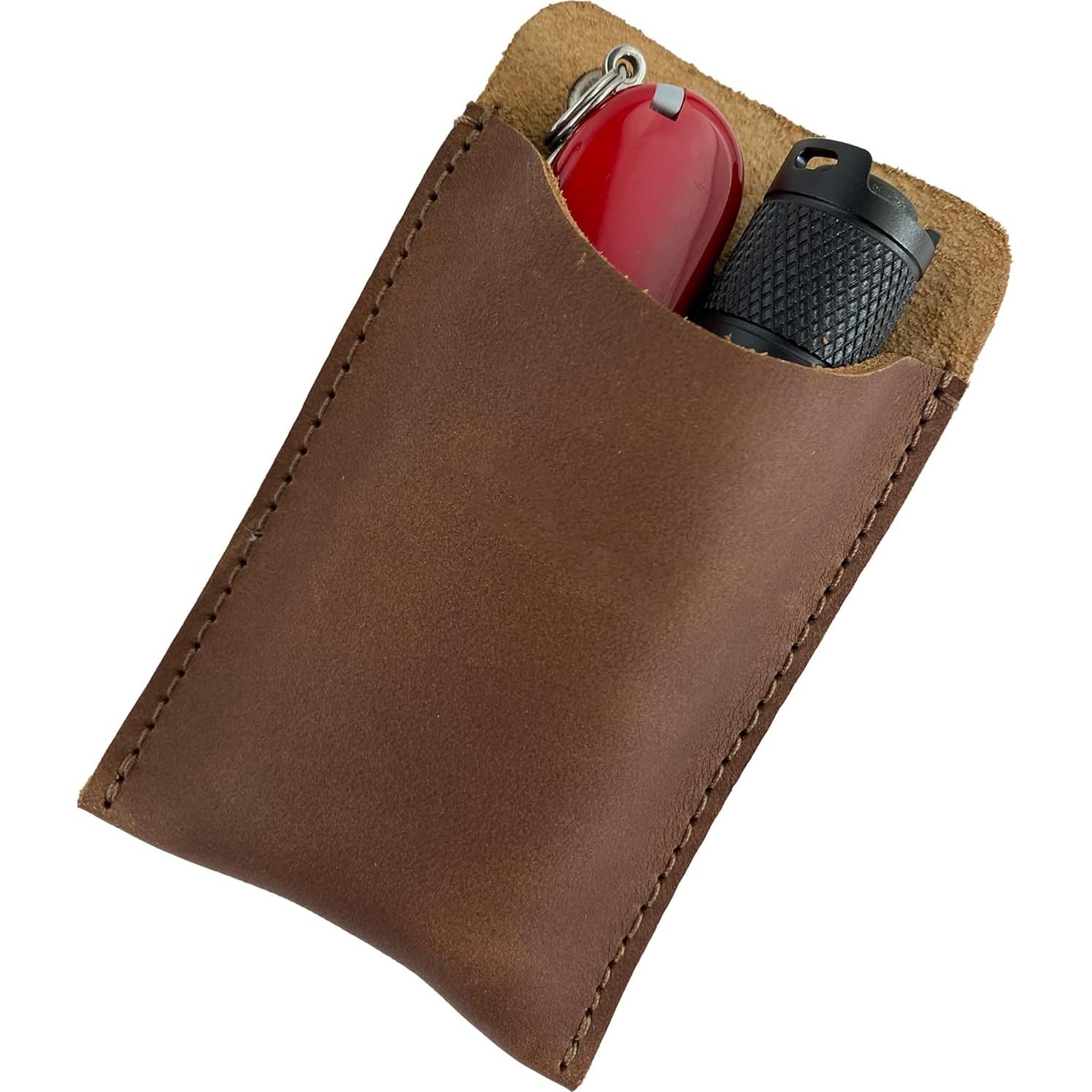 Funda de bolsillo EDC Hide & Drink en cuero de grano completo