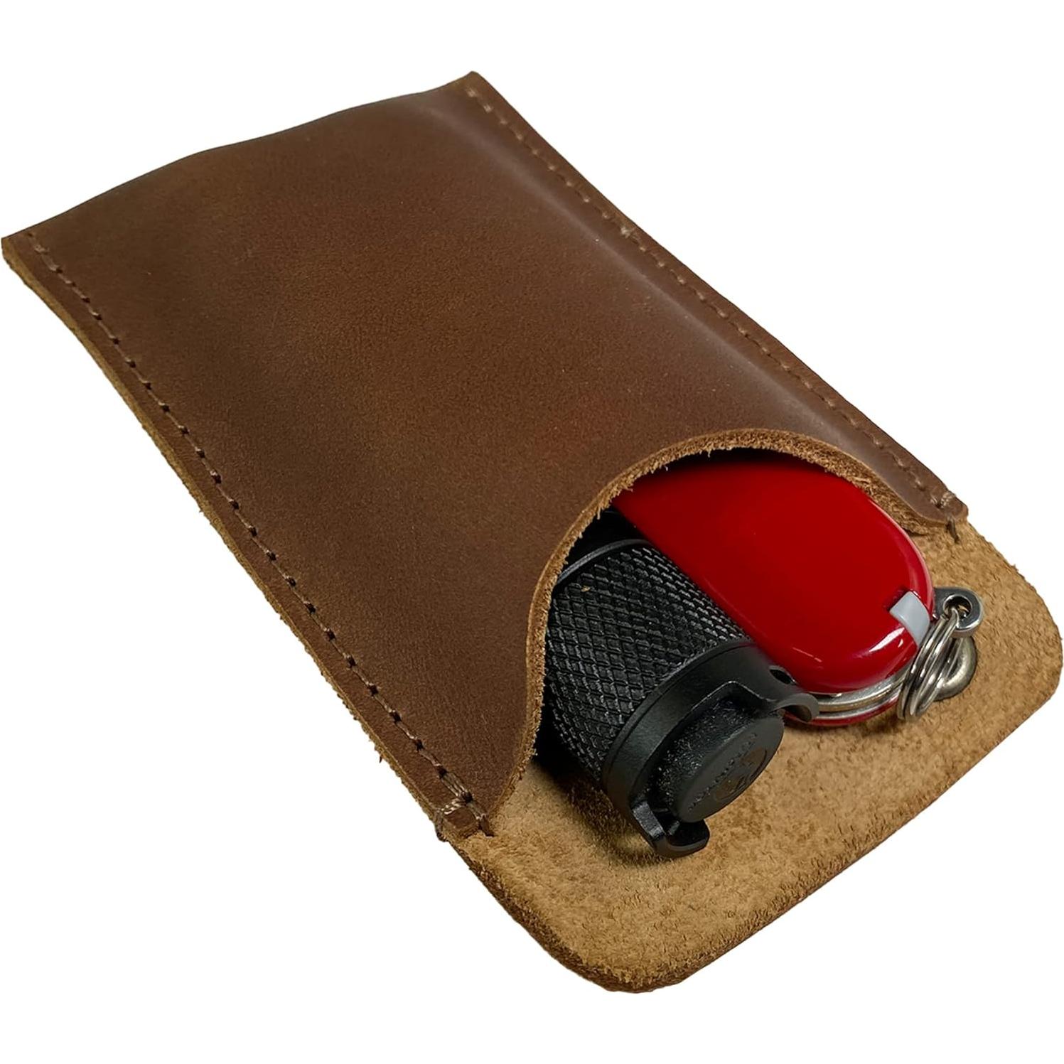 Funda de bolsillo EDC Hide & Drink en cuero de grano completo