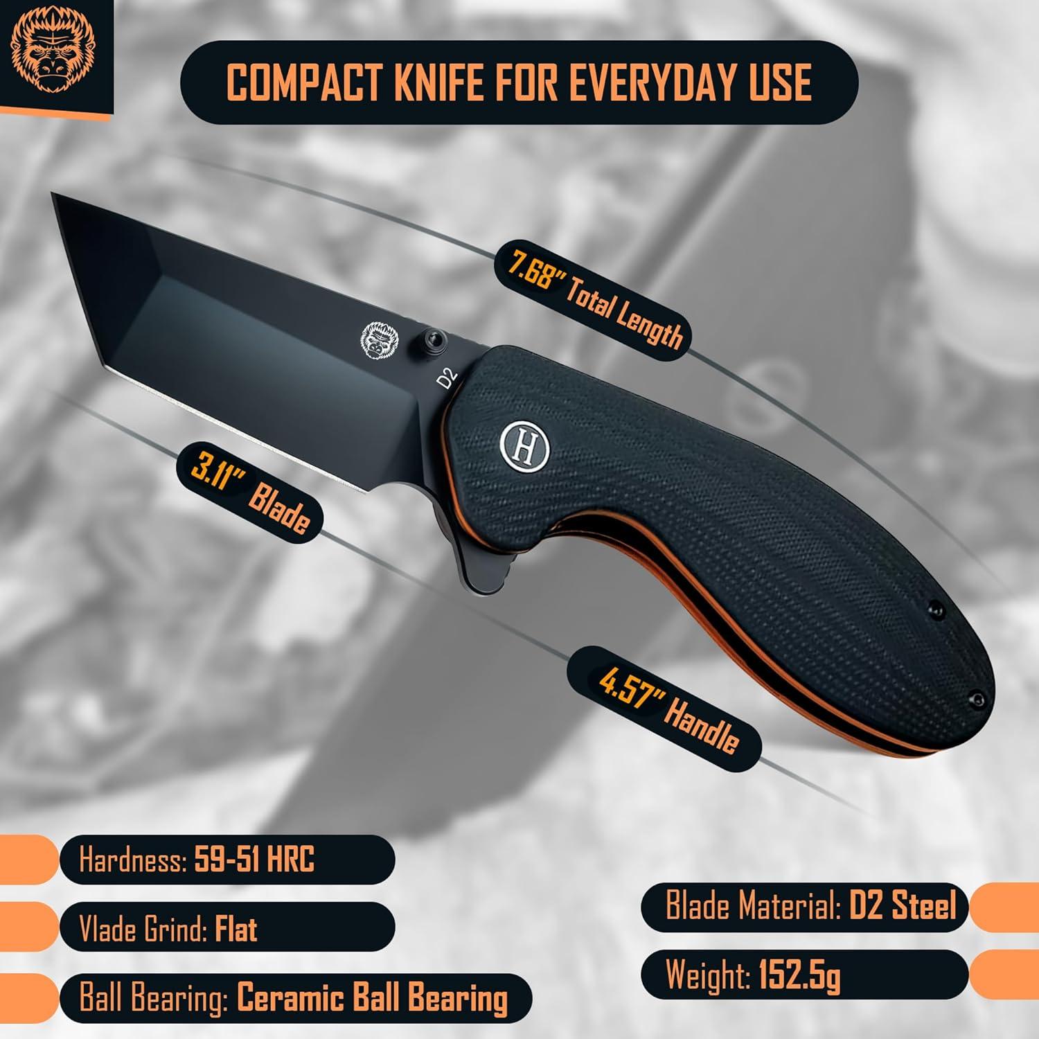 Cuchillo Plegable Holtzman's Gorilla D2 19.5cm Negro/Naranja