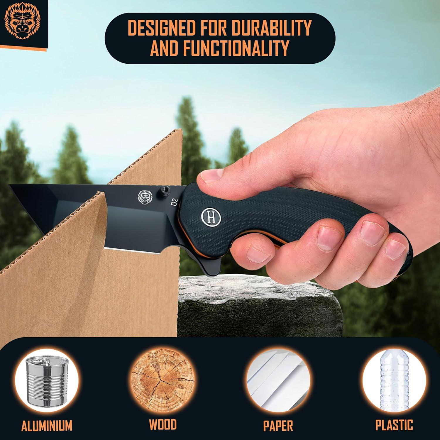 Cuchillo Plegable Holtzman's Gorilla D2 19.5cm Negro/Naranja