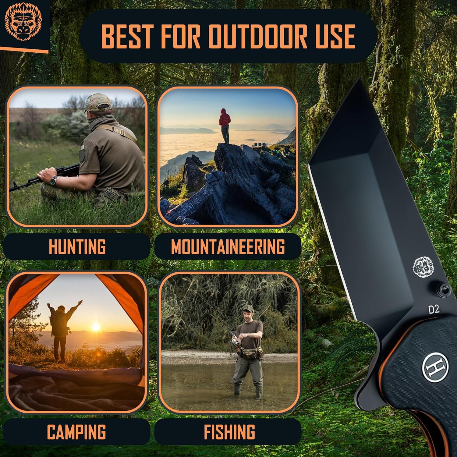 Cuchillo Plegable Holtzman's Gorilla D2 19.5cm Negro/Naranja