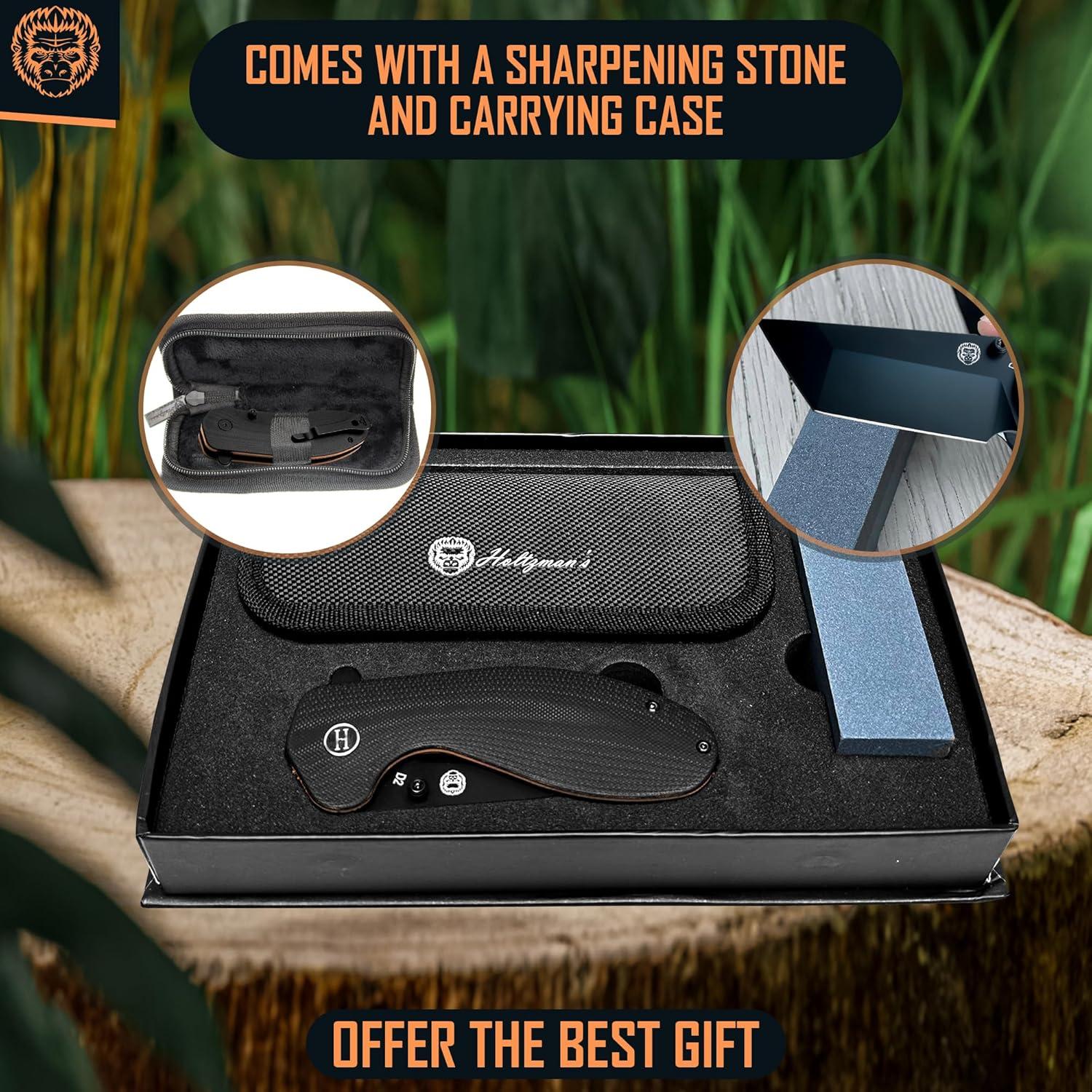 Cuchillo Plegable Holtzman's Gorilla D2 19.5cm Negro/Naranja