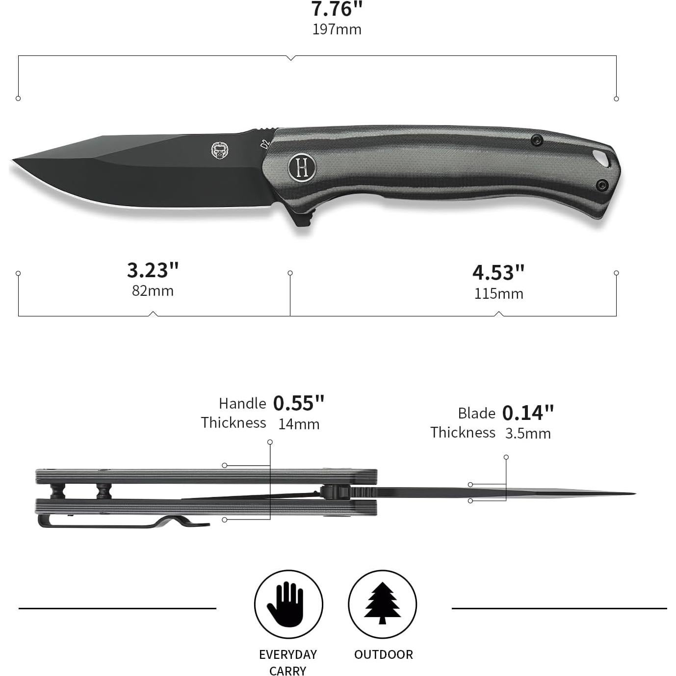 Cuchillo Plegable Holtzman's Gorilla Acero D2 Mango G10 19.4cm
