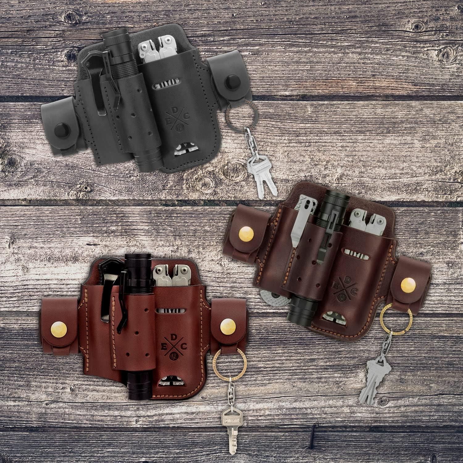 Funda de Cuero EDC 1791 para Multiherramienta y Linterna