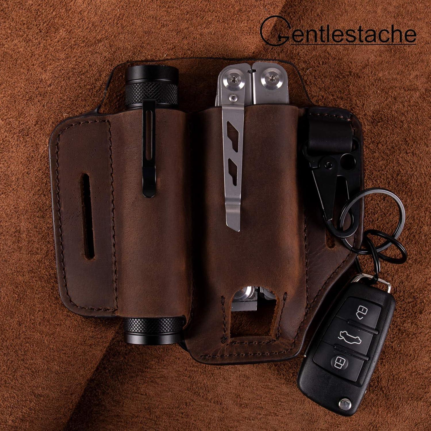 Funda de Cuero Gentlestache para Multiherramienta EDC Marrón