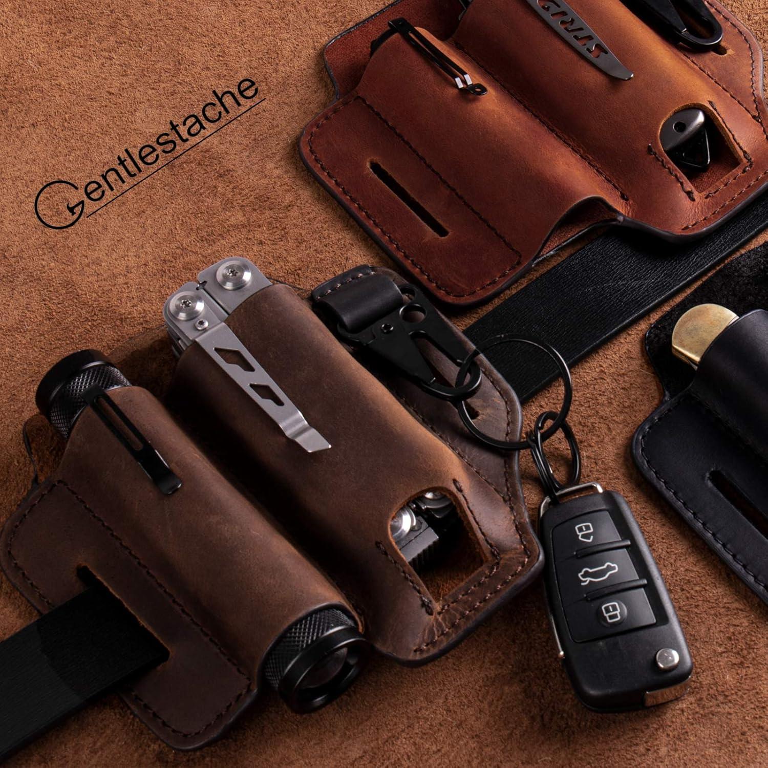 Funda de Cuero Gentlestache para Multiherramienta EDC Marrón