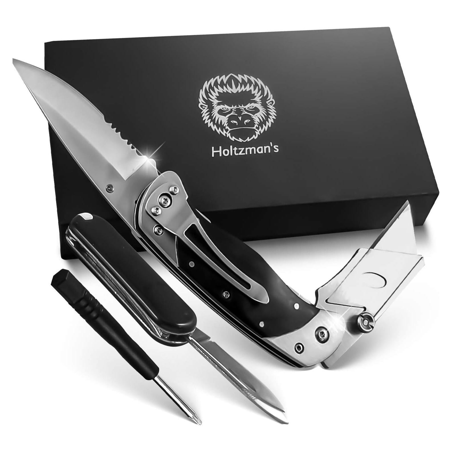 Cuchillo Utilitario Plegable Holtzman's Gorilla 2-en-1 Negro