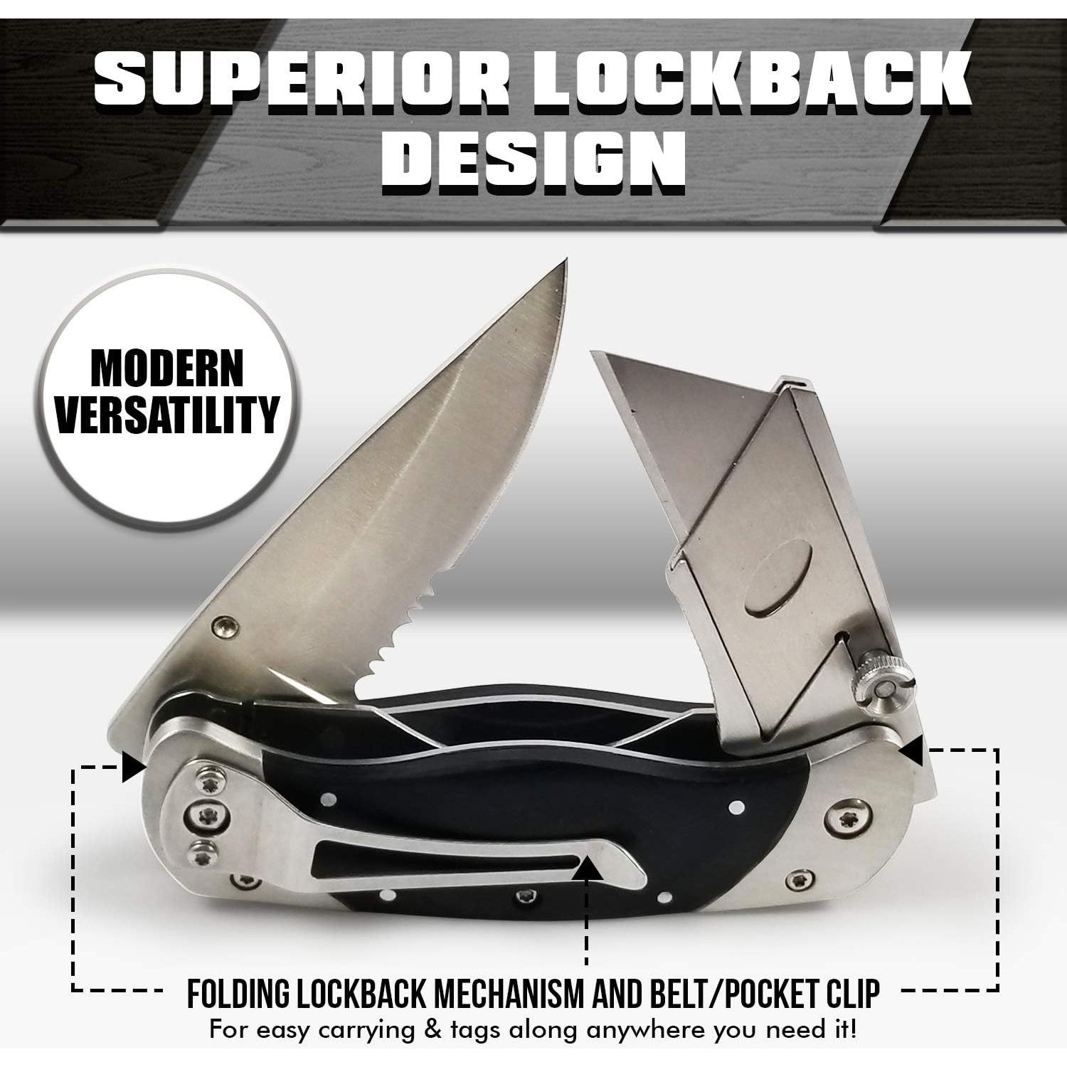 Cuchillo Utilitario Plegable Holtzman's Gorilla 2-en-1 Negro