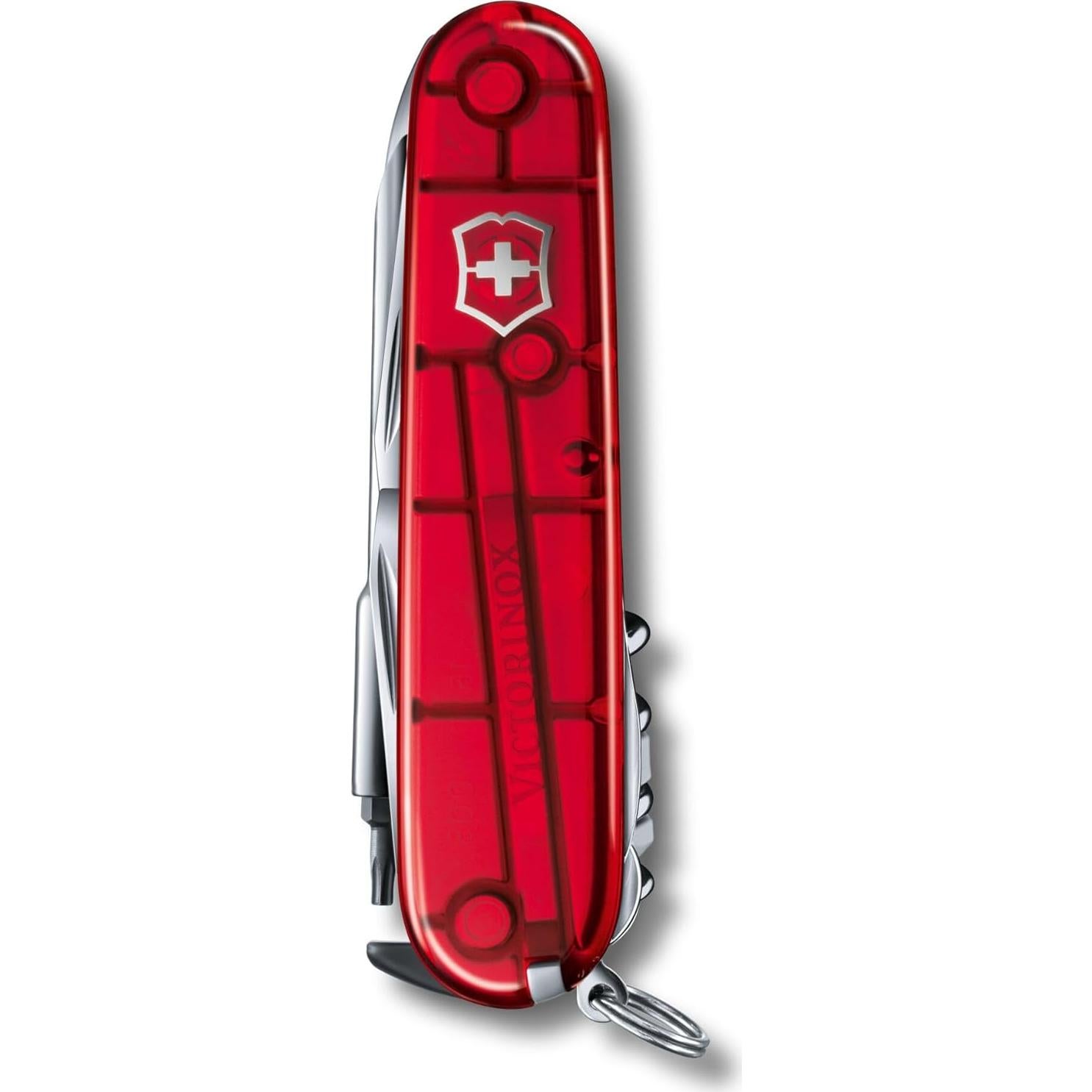 CyberTool L in Red Transparent - 39 functions - Medium Pocket Knife with Fold-Out Bit Case