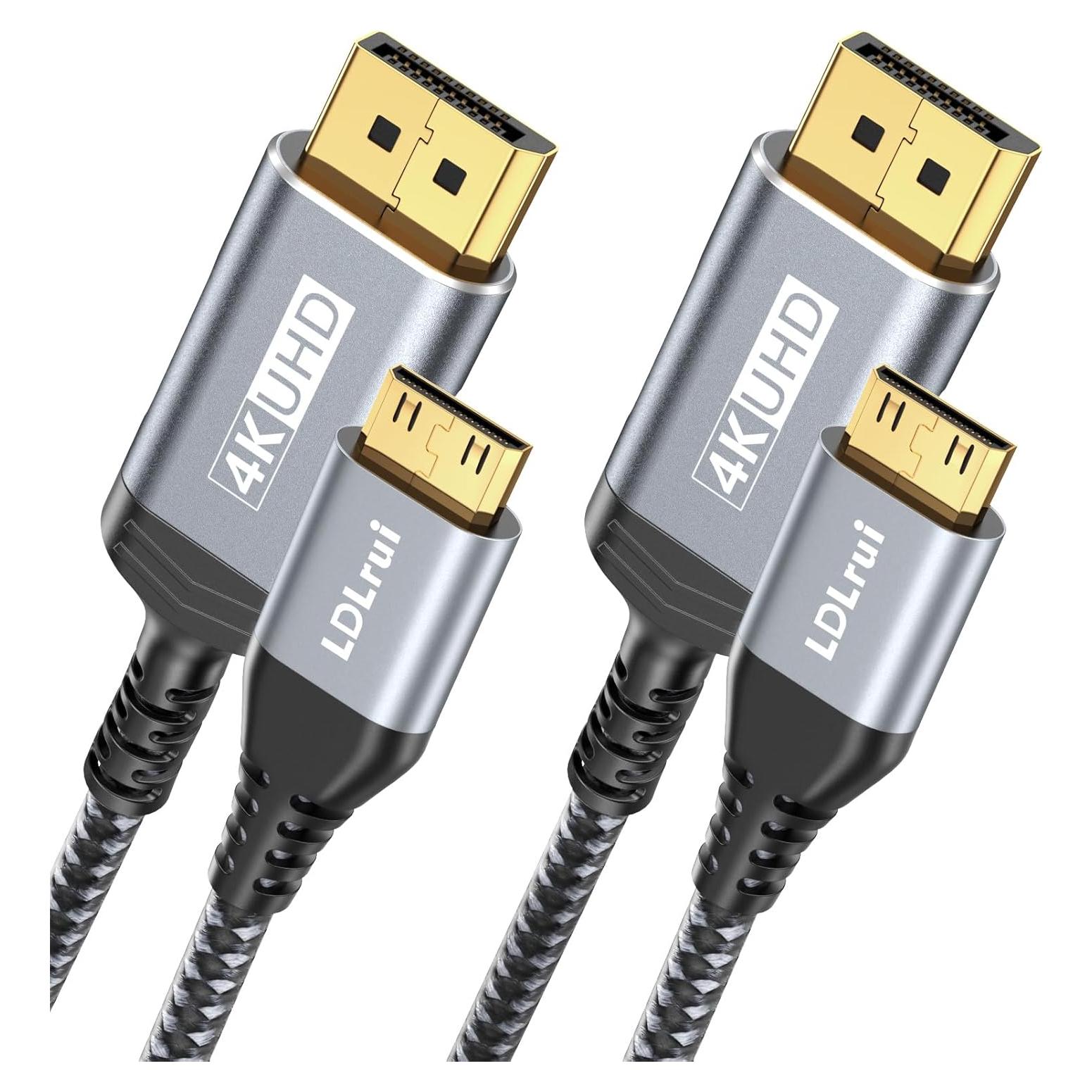 Paquete 2 Cables DisplayPort a Mini HDMI 1.52m LDLrui 4K