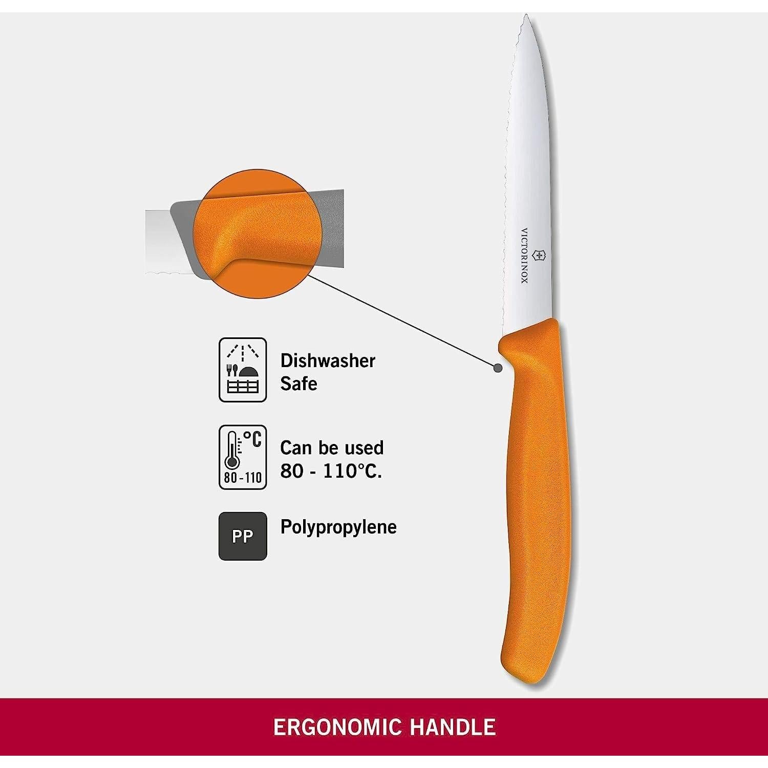 Cuchillo de Pelar Victorinox Swiss Classic 10cm Hoja Serrada Naranja
