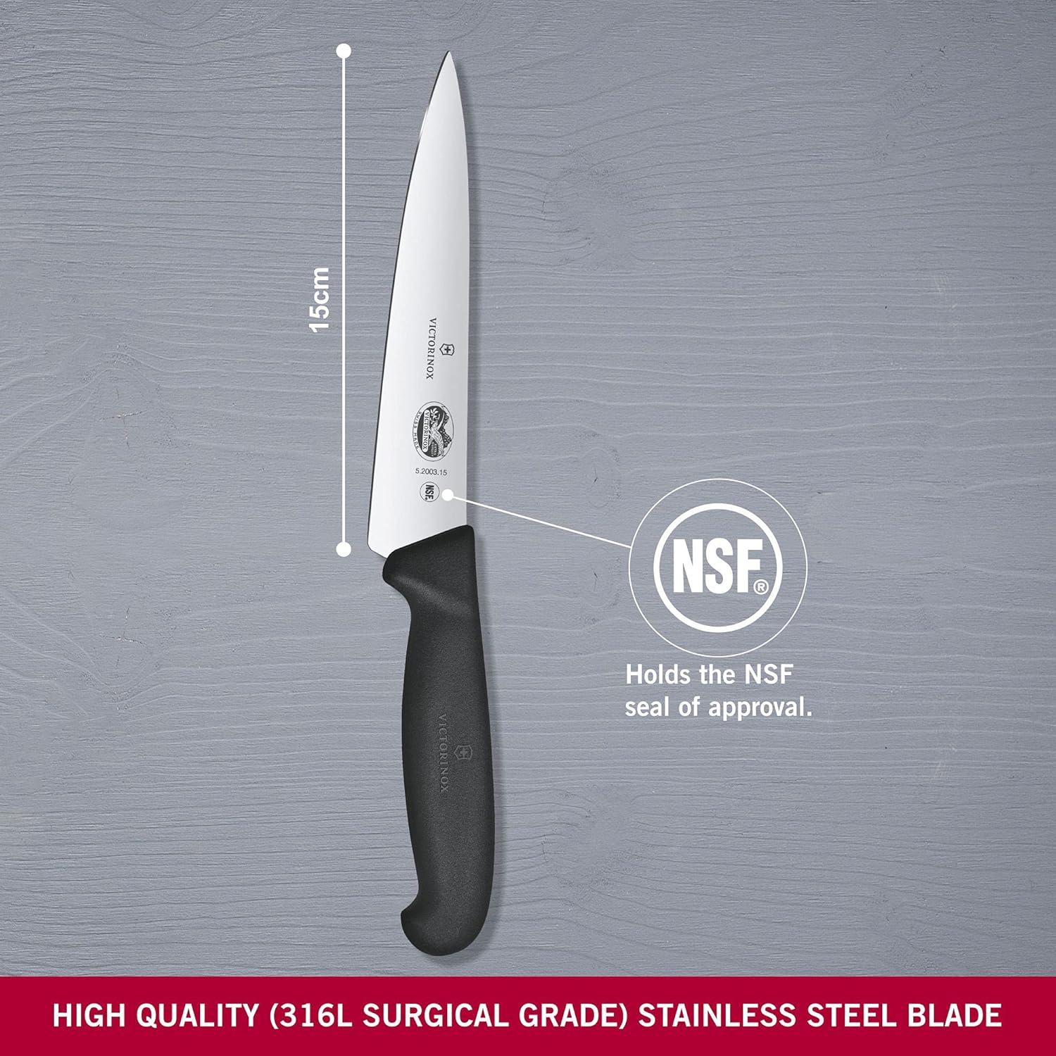 Cuchillo de Chef Victorinox 15 cm Fibrox Negro Afilado