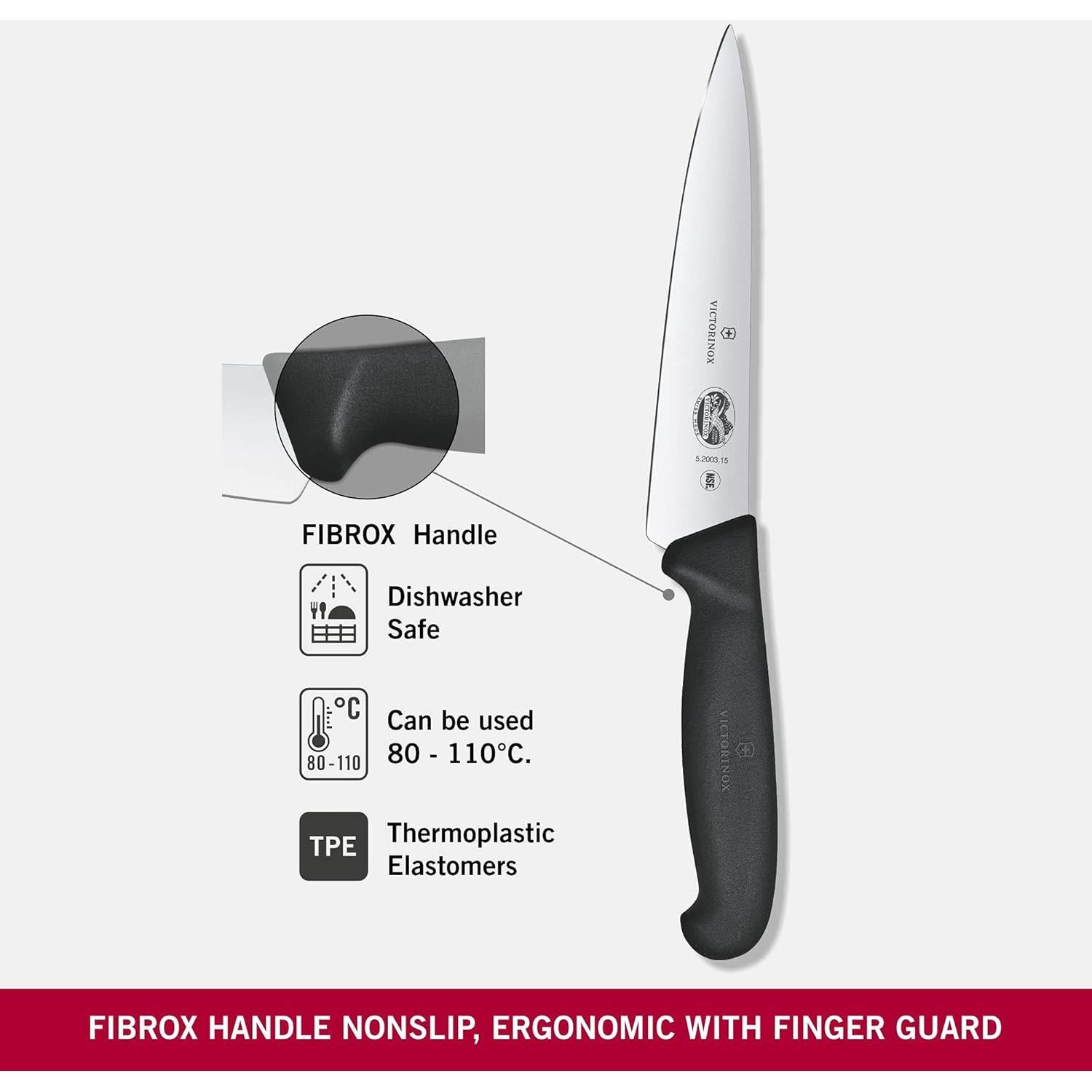Cuchillo de Chef Victorinox 15 cm Fibrox Negro Afilado