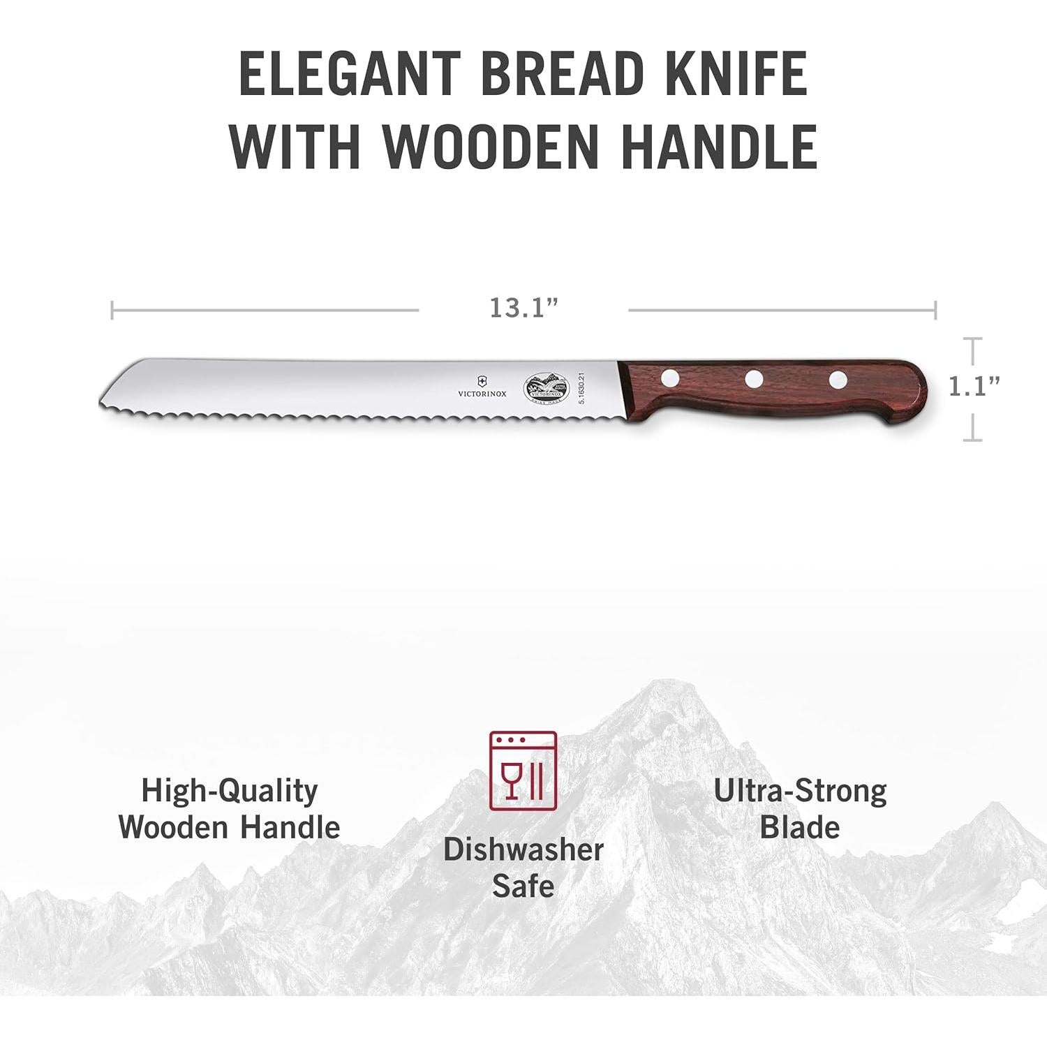 Cuchillo de Pan Victorinox 21 cm Serrado con Mango de Madera