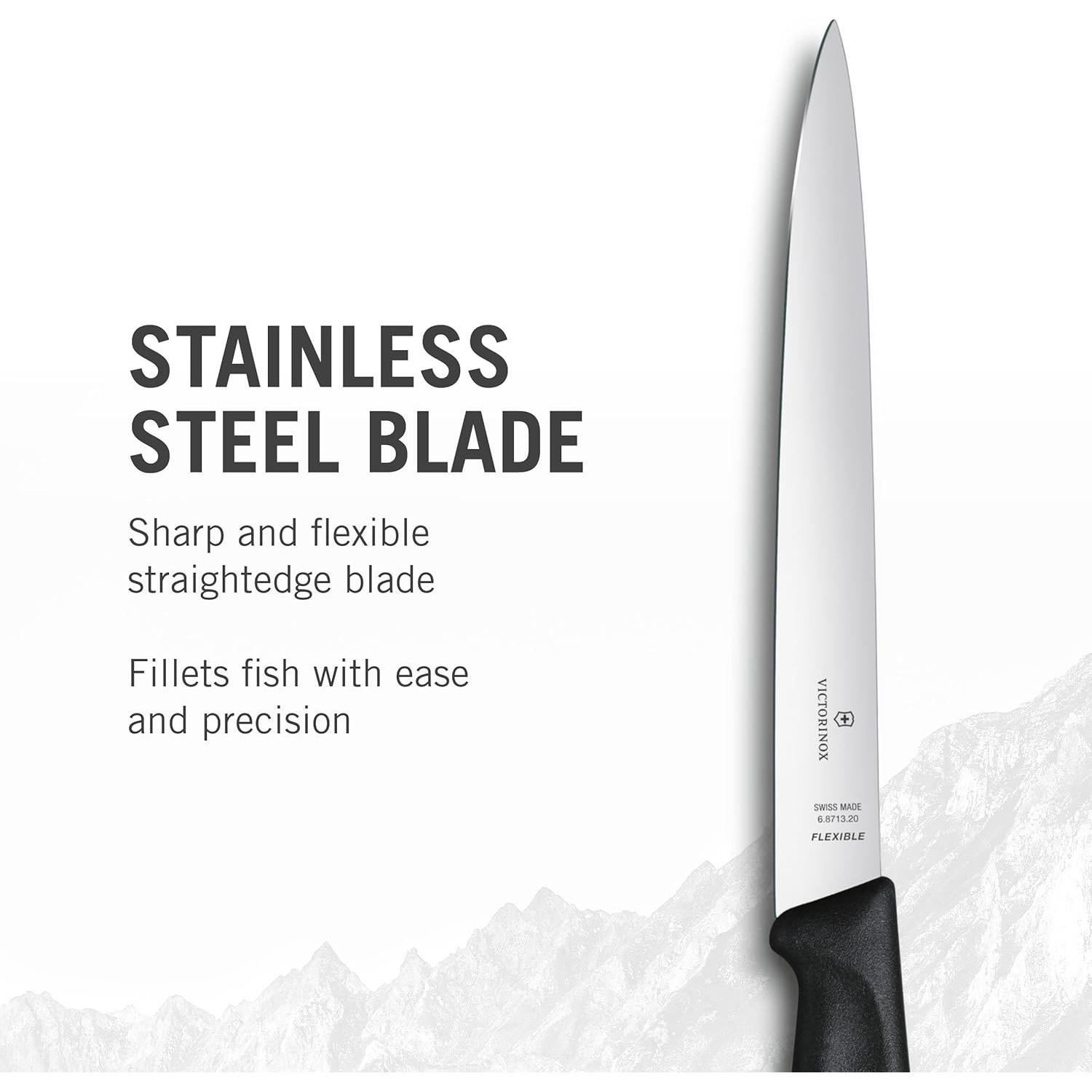 Swiss Classic 8-Inch Fillet Knife, with Straight Flexible Blade, Multicolor