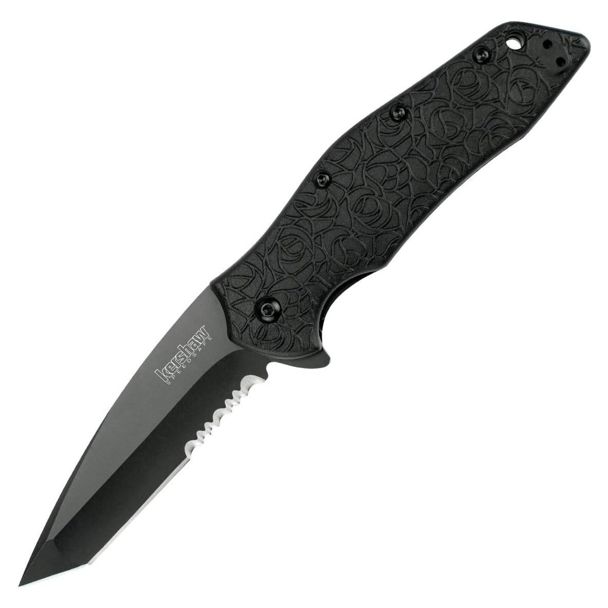 Cuchillo de bolsillo Kershaw Kuro Tanto Negro Serrado 7.87 cm