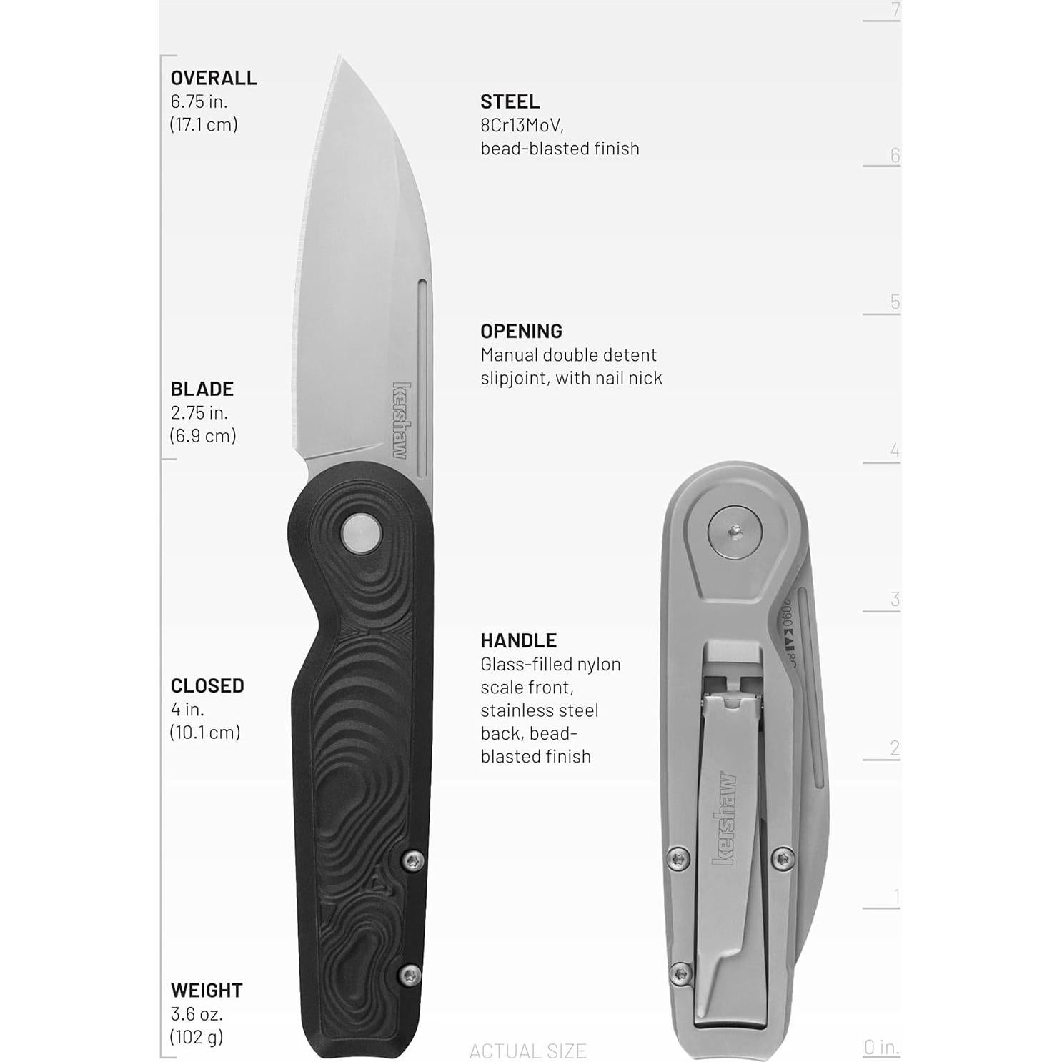 Cuchillo de bolsillo Kershaw Platform 6.99 cm con cortauñas