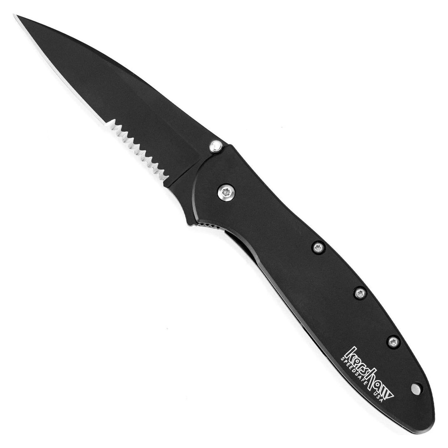 Cuchillo de Bolsillo Kershaw Leek Negro Serrado 7.62 cm