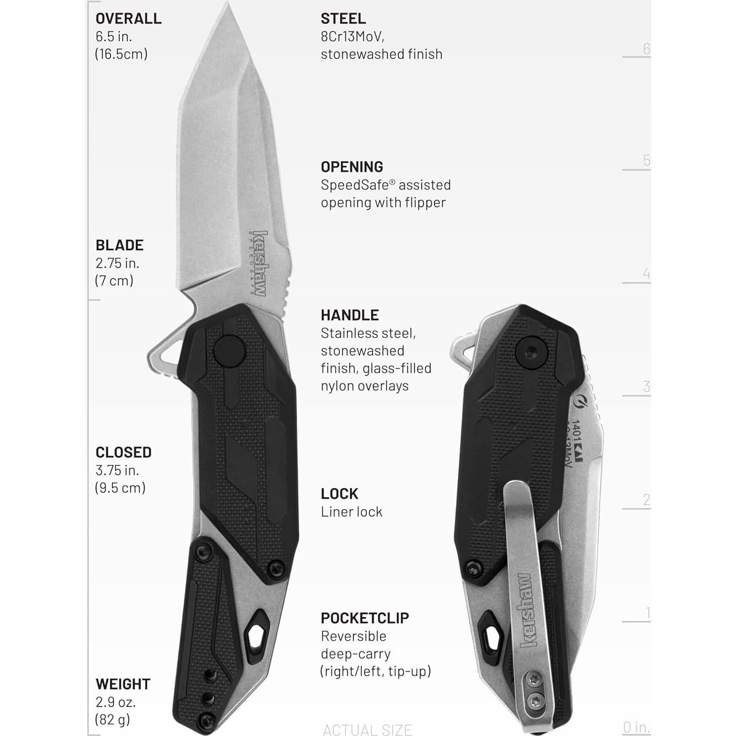 Cuchillo de bolsillo Kershaw Jetpack, 7 cm hoja, negro