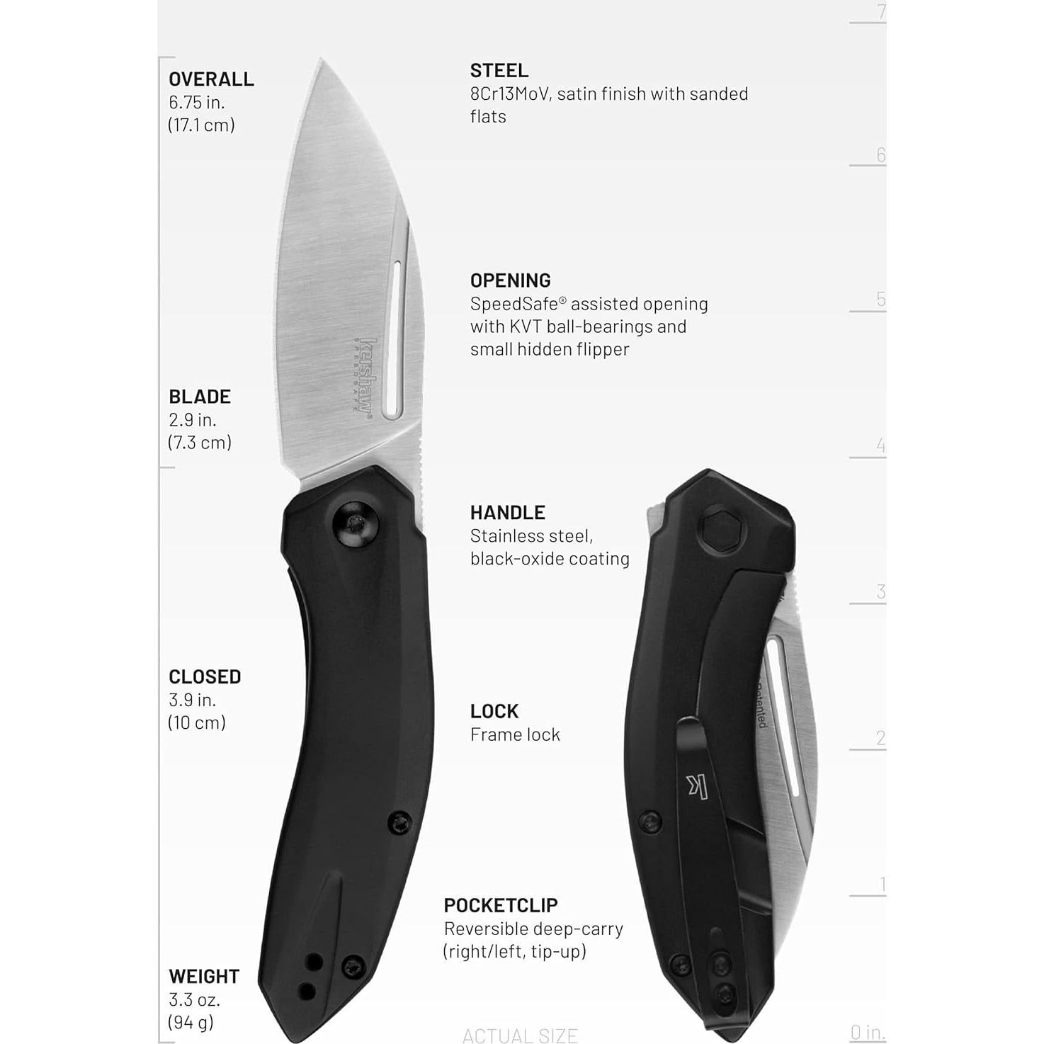 Cuchillo de bolsillo Kershaw Turismo D2 negro 7.4 cm
