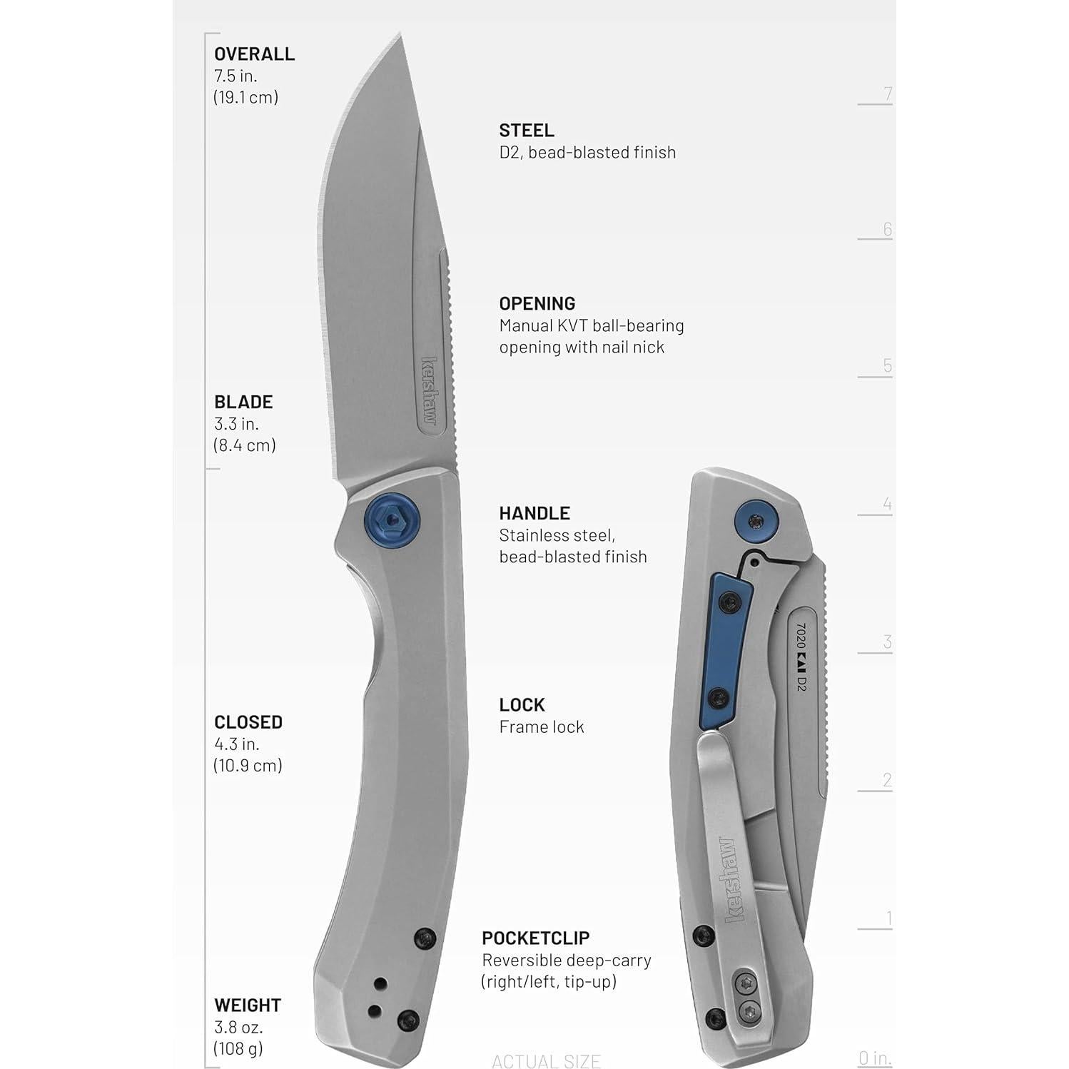 Cuchillo de bolsillo Kershaw Highball XL 8.4 cm acero D2 gris