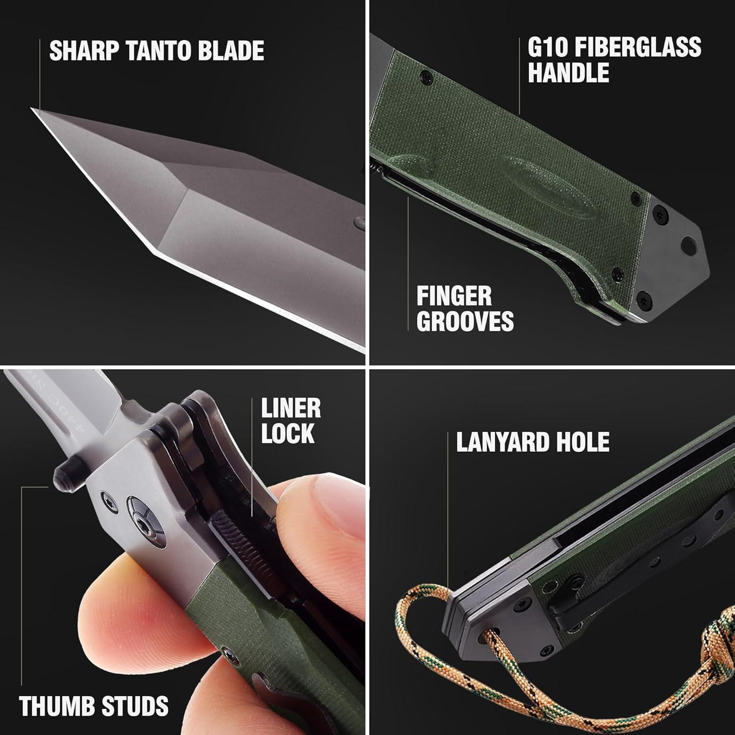 Cuchillo de bolsillo Grand Way 6688 G10 9.19 cm verde