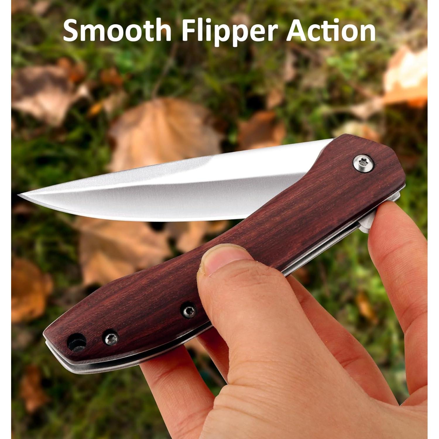 Cuchillo de bolsillo plegable Benkey D2 con mango de madera