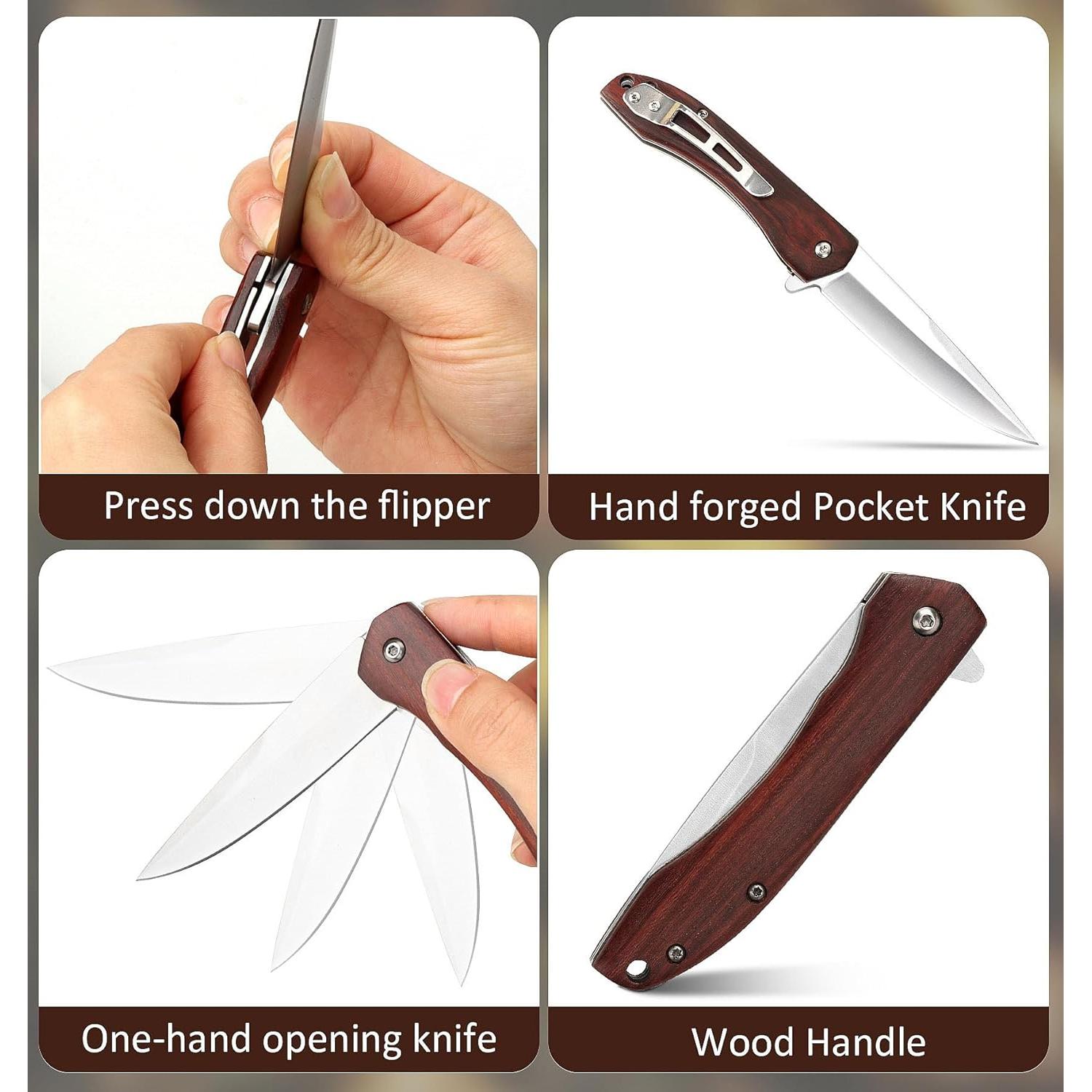 Cuchillo de bolsillo plegable Benkey D2 con mango de madera