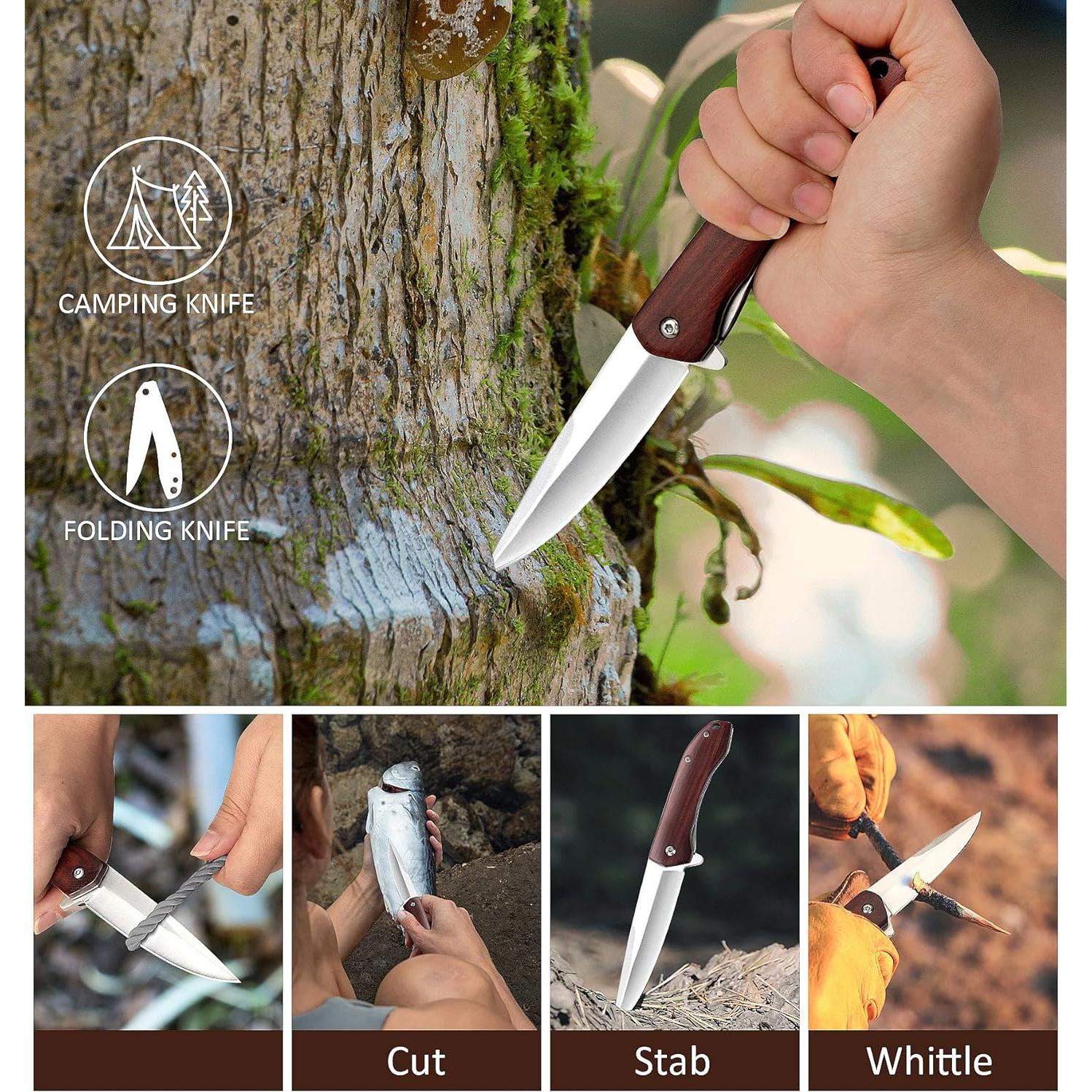 Cuchillo de bolsillo plegable Benkey D2 con mango de madera