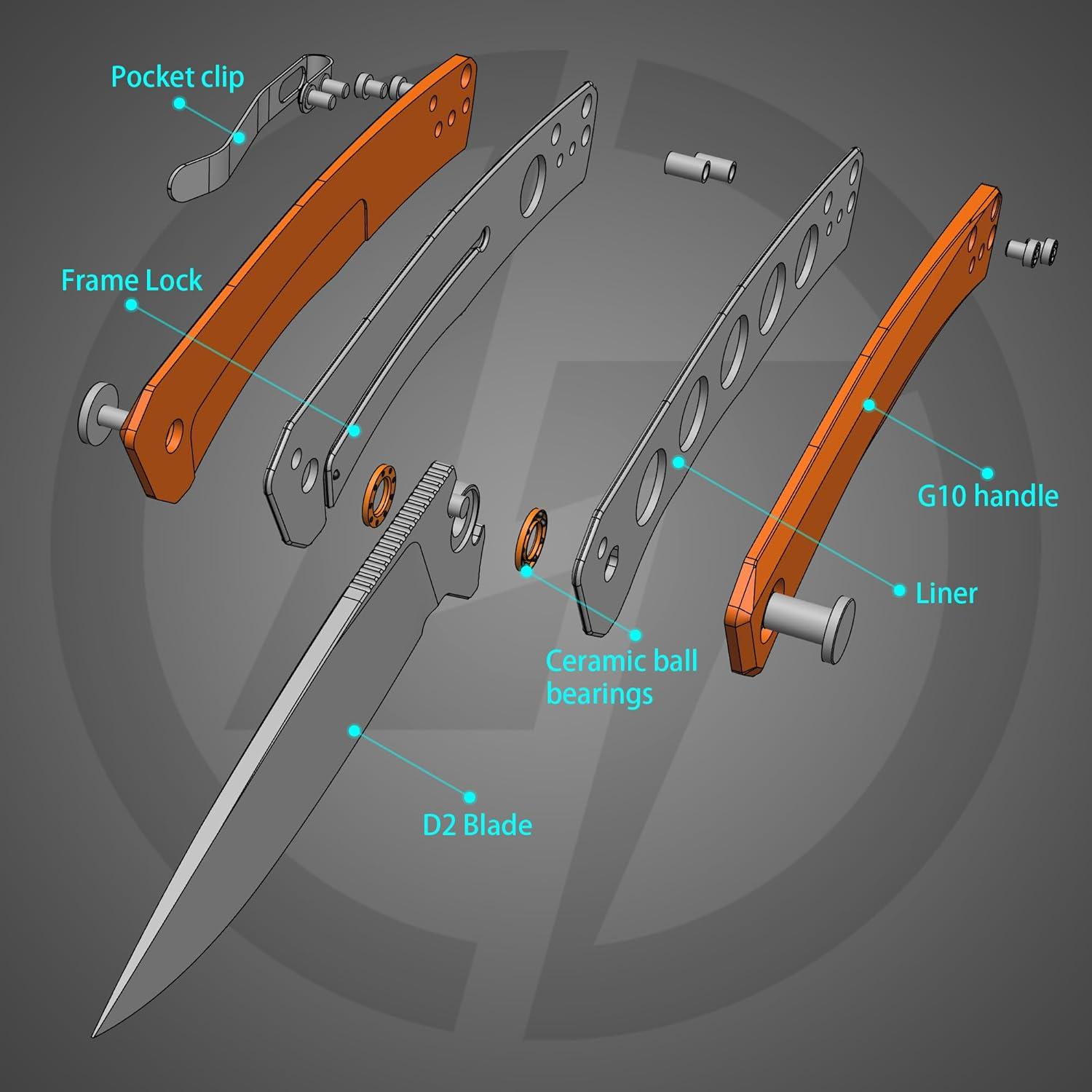 Cuchillo Plegable OLITANS G066 8.89 cm Hoja D2 Mango G10