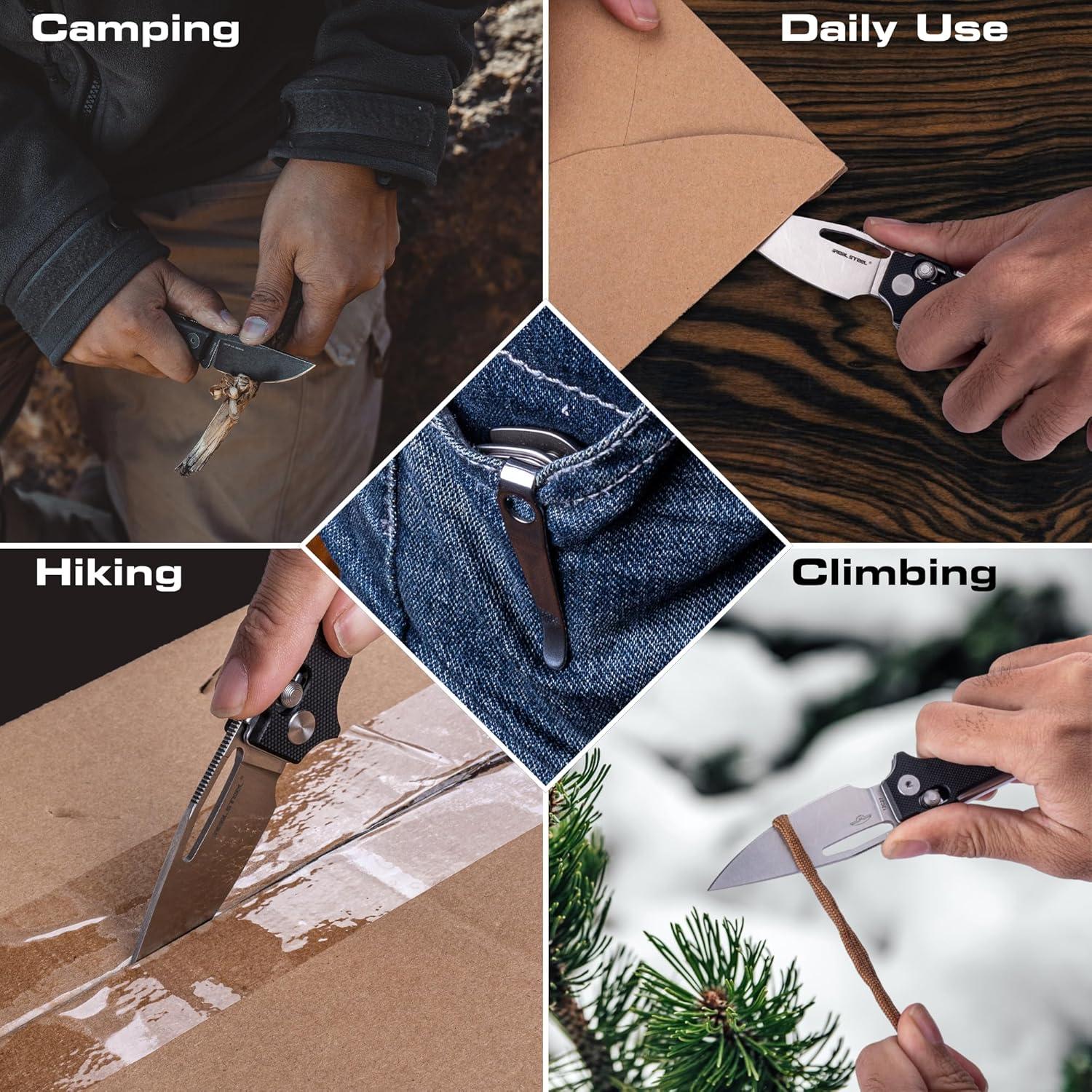 Cuchillo de bolsillo REALSTEEL VIS 69mm G10 azul/negro EDC