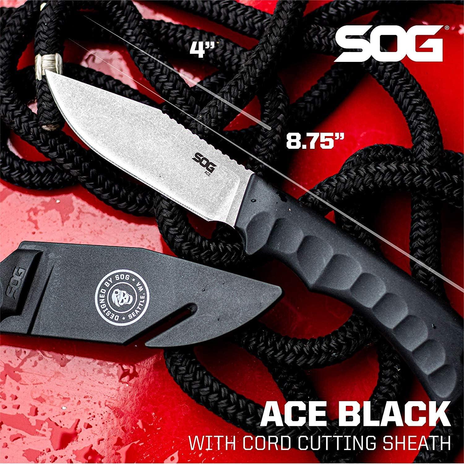 Cuchillo de Supervivencia SOG Ace con Funda Negra 21.8 cm