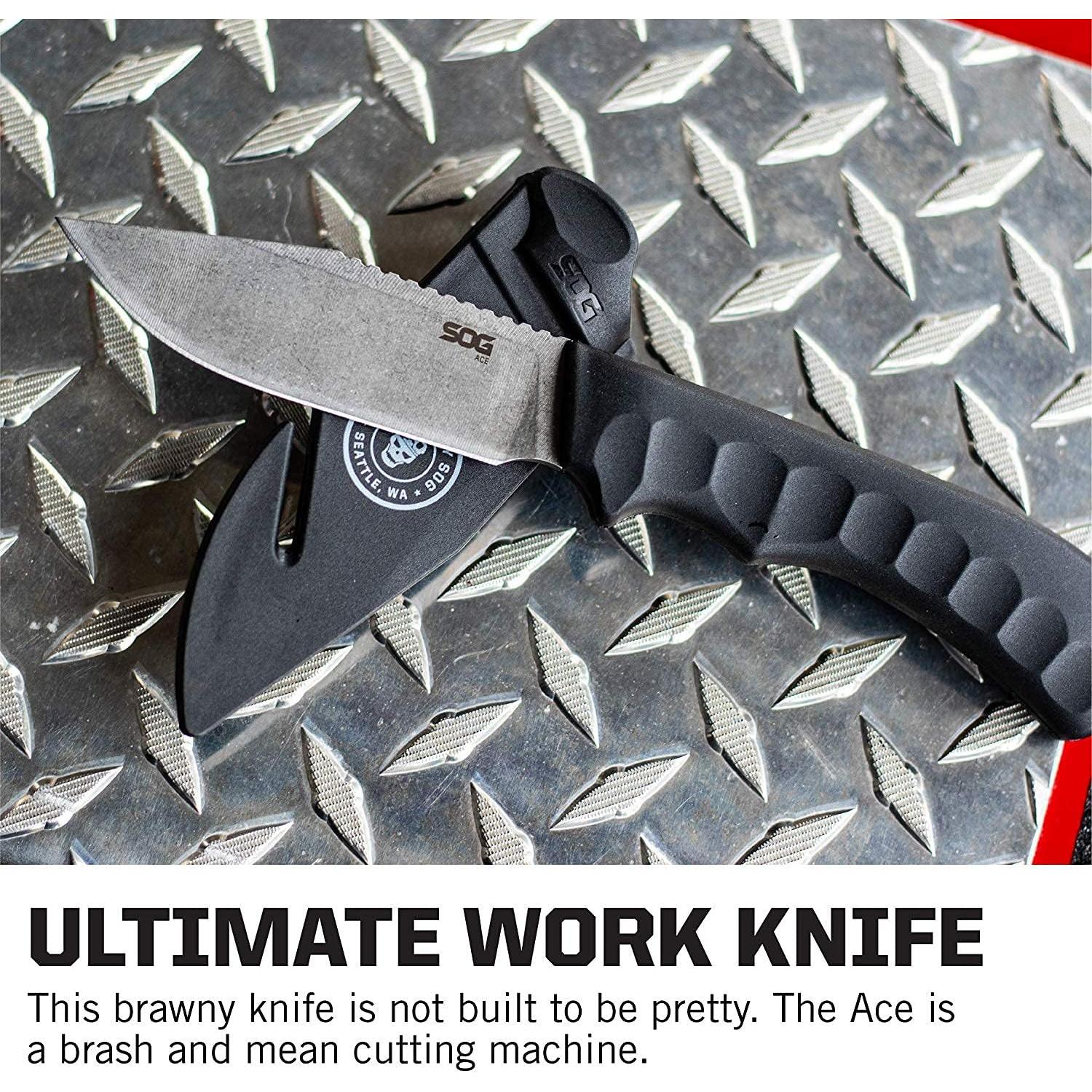 Cuchillo de Supervivencia SOG Ace con Funda Negra 21.8 cm