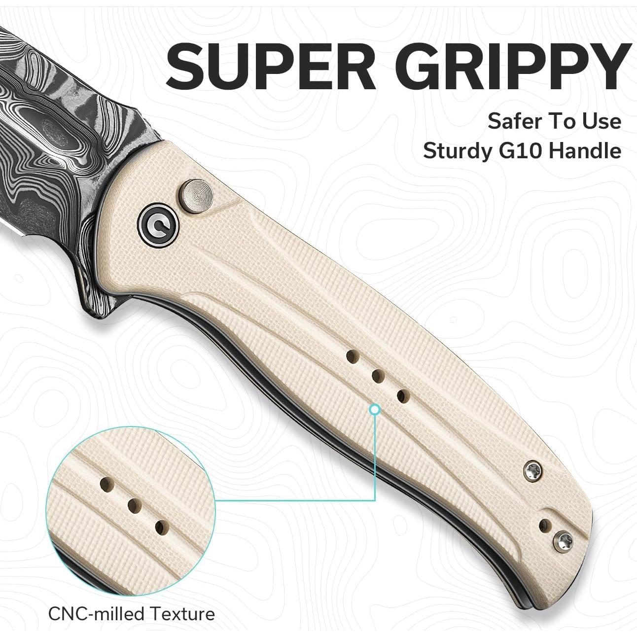 Cuchillo Plegable CIVIVI Incindie Damasco 8.84 cm Marfil