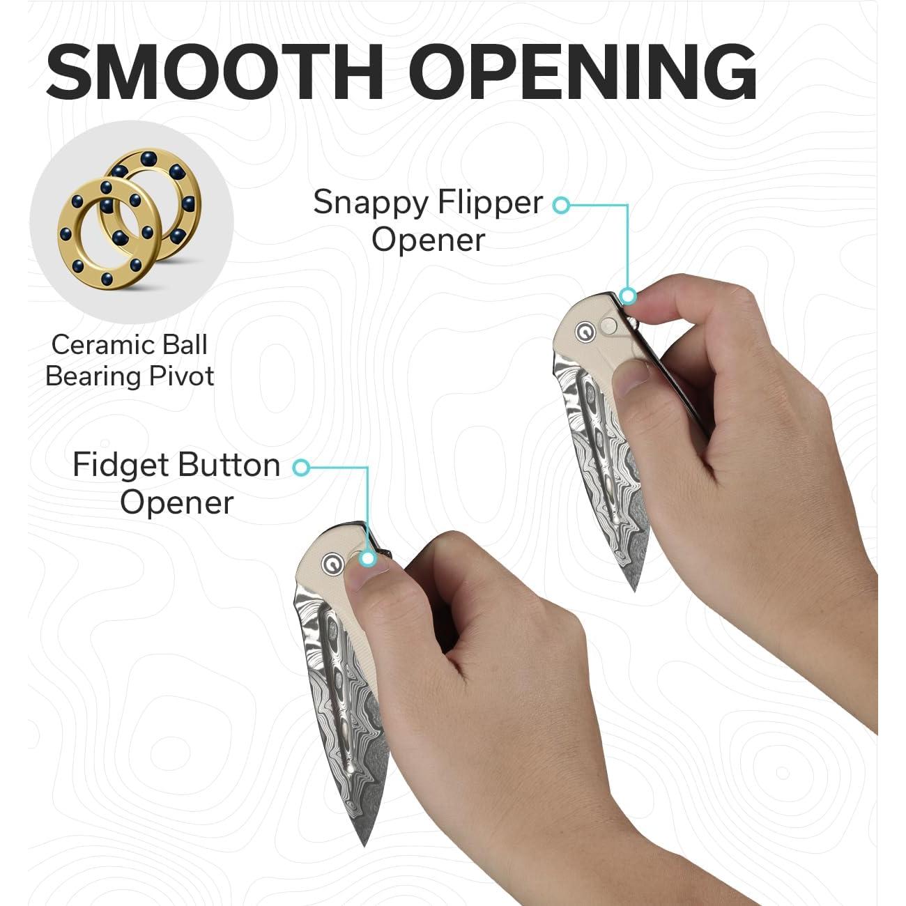 Cuchillo Plegable CIVIVI Incindie Damasco 8.84 cm Marfil