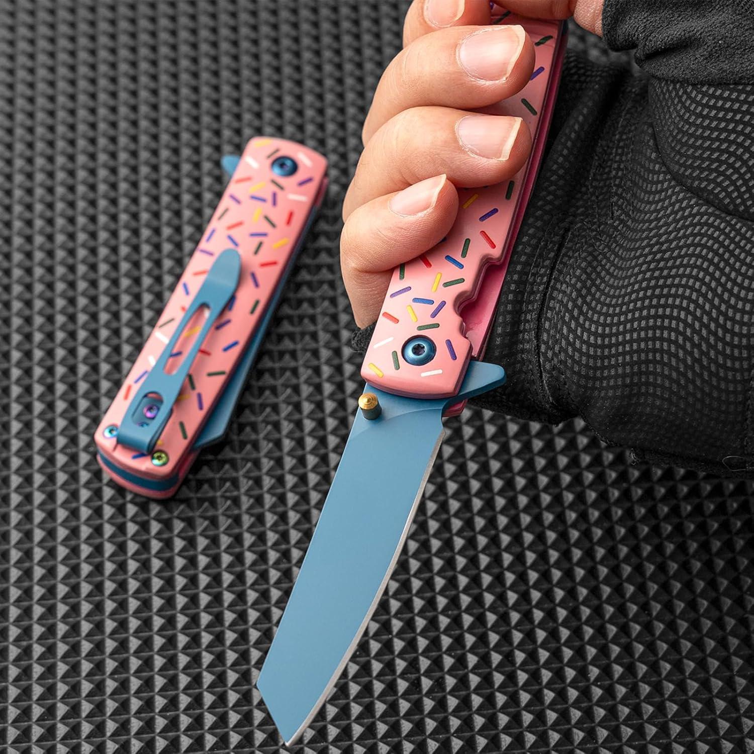 Cuchillo de bolsillo 10MOONS rosa 18.03 cm acero inoxidable