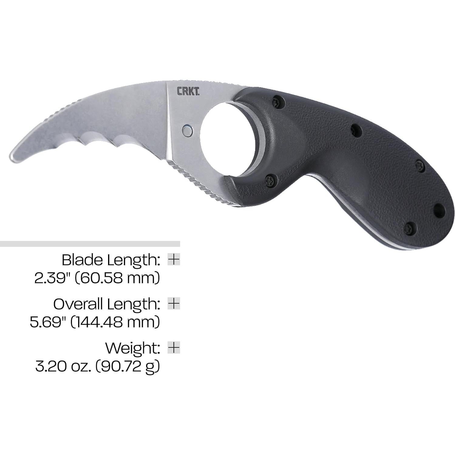 Cuchillo de Hoja Fija CRKT Bear Claw Negro 14.45 cm