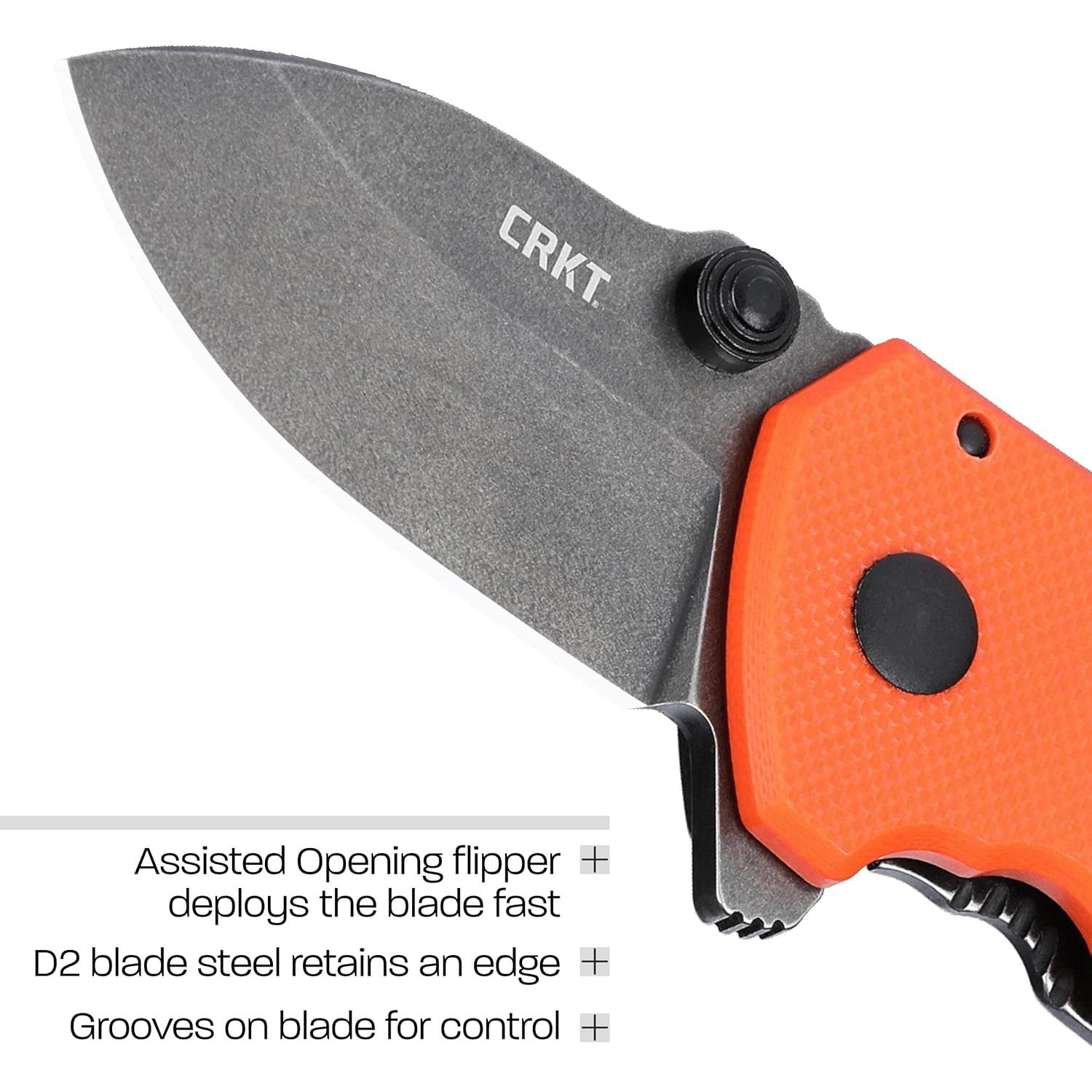 Cuchillo Plegable CRKT Squid Naranja D2 62g Asistido